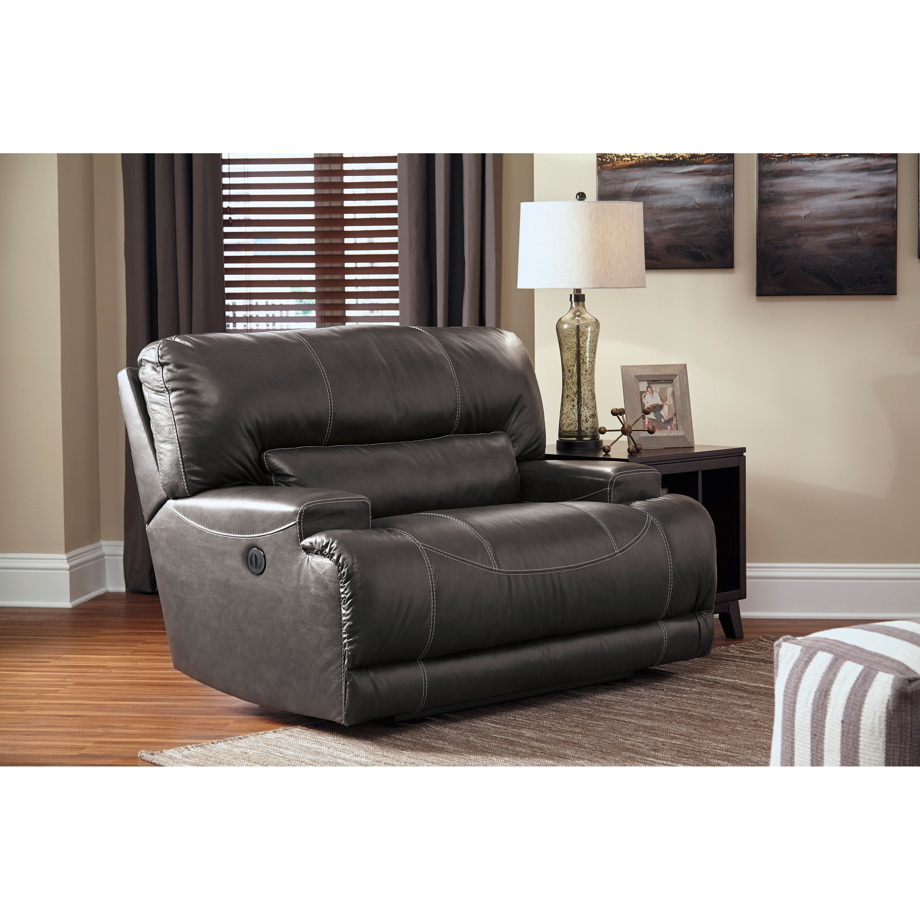 Ashley Signature Design McCaskill U6090052 Contemporary Leather Match Wide Seat Recliner Dunk