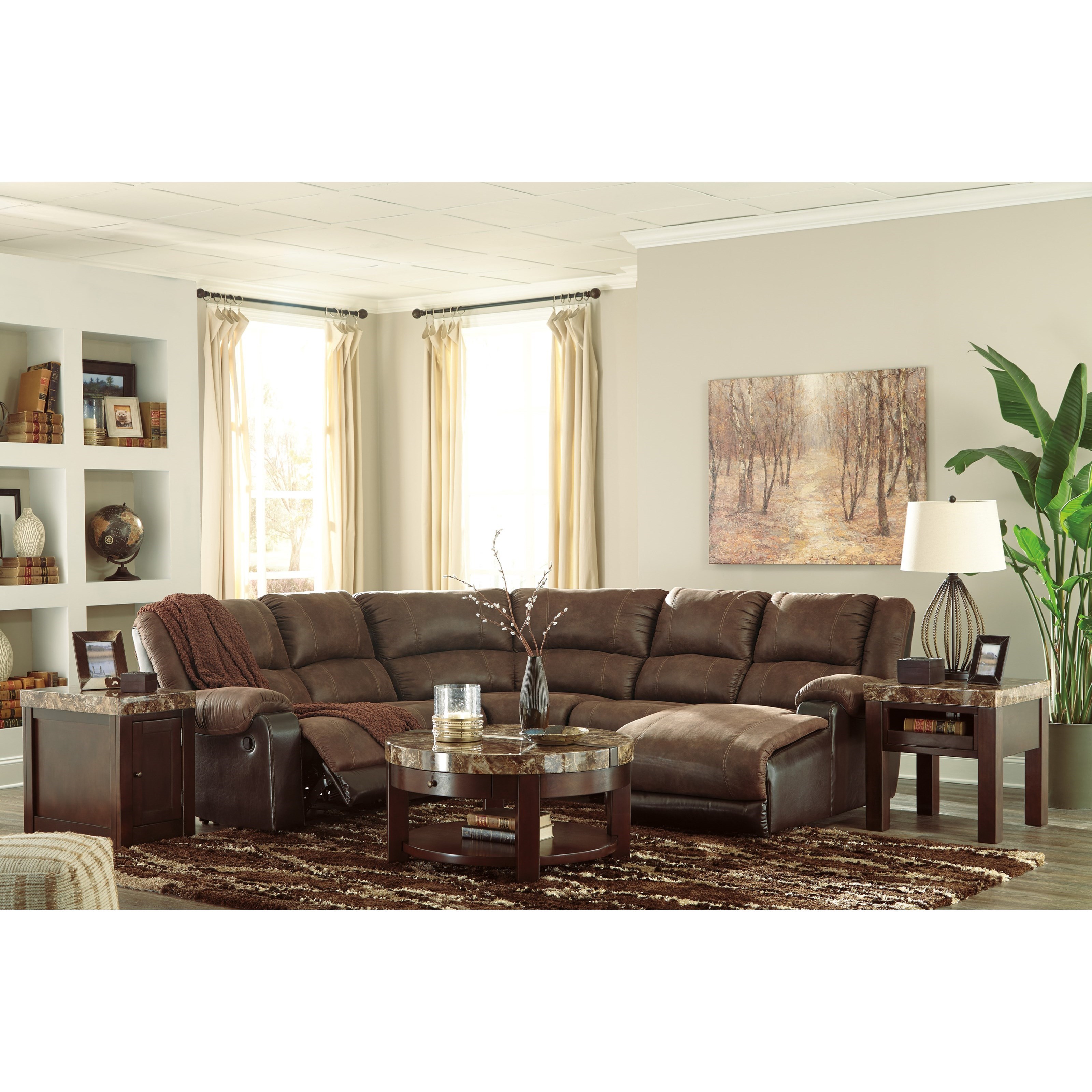Signature Design by Ashley Nantahala Faux Leather Reclining Sectional