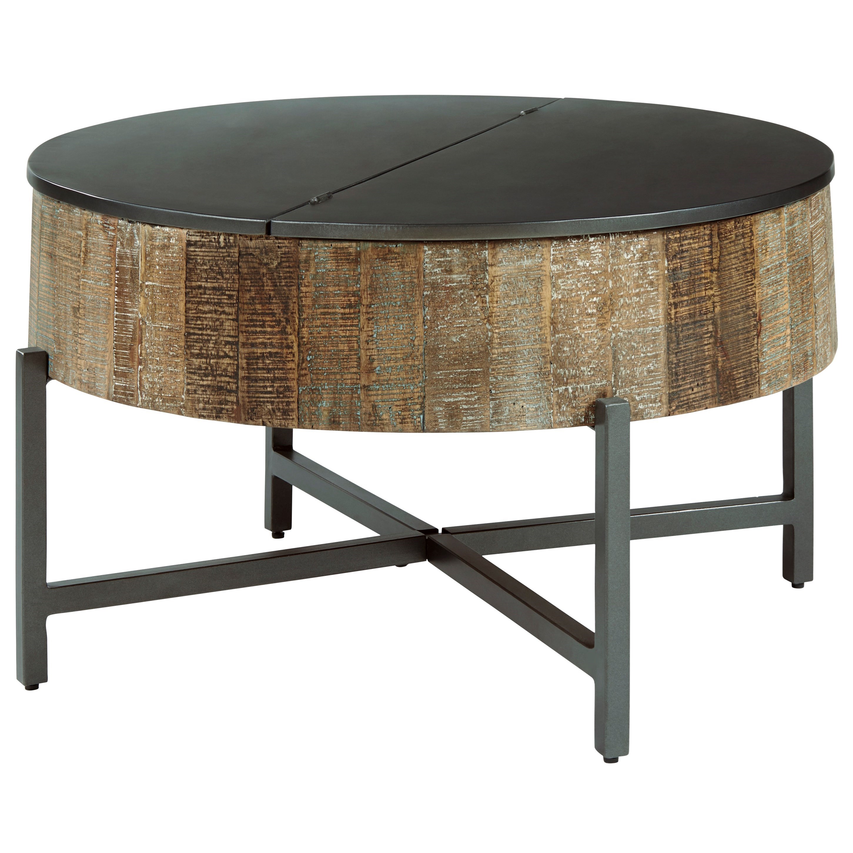 Rustic Round Coffee Table With Wheels Coffee Table In The Style Of