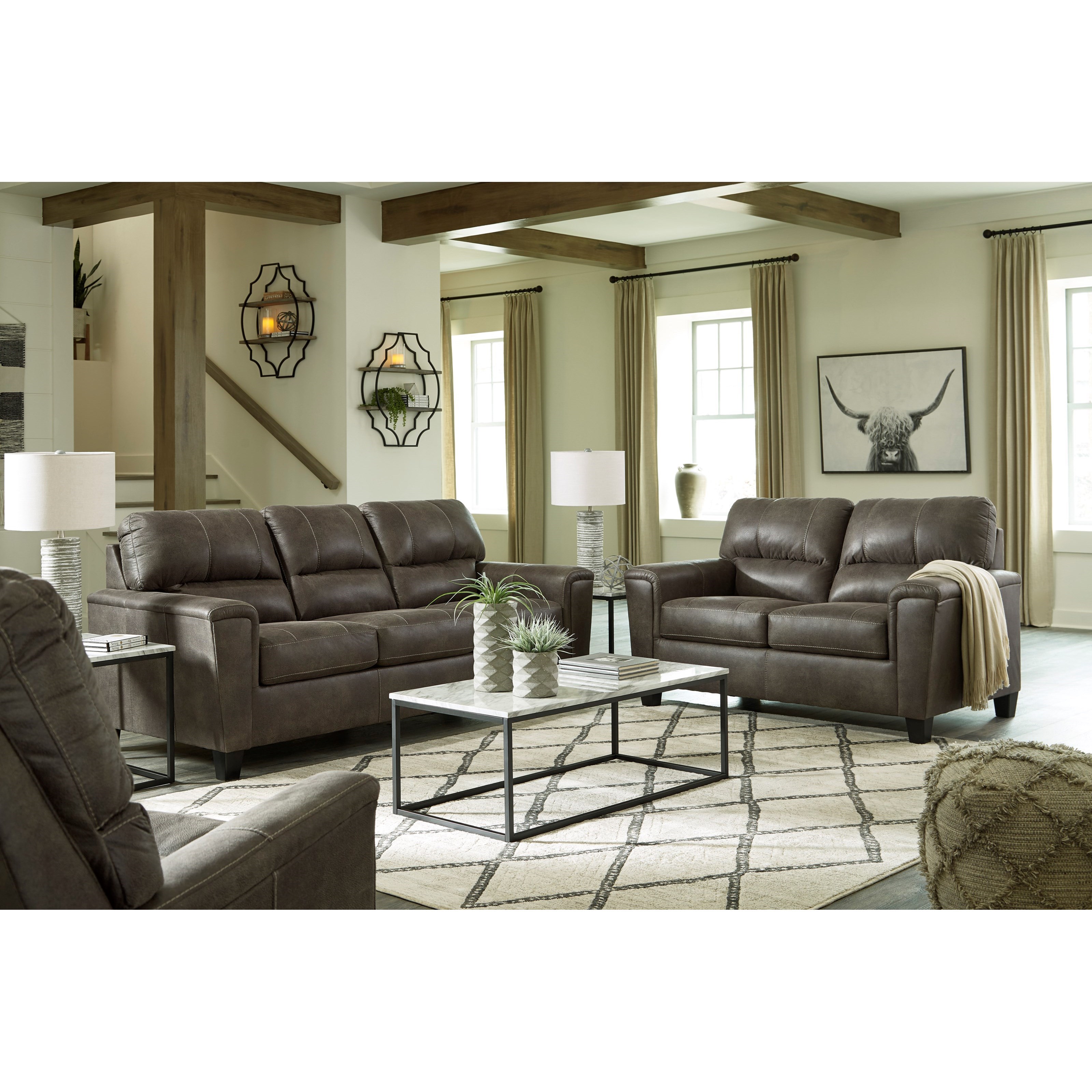 Signature Design by Ashley Navi Faux Leather Queen Sofa Sleeper Royal