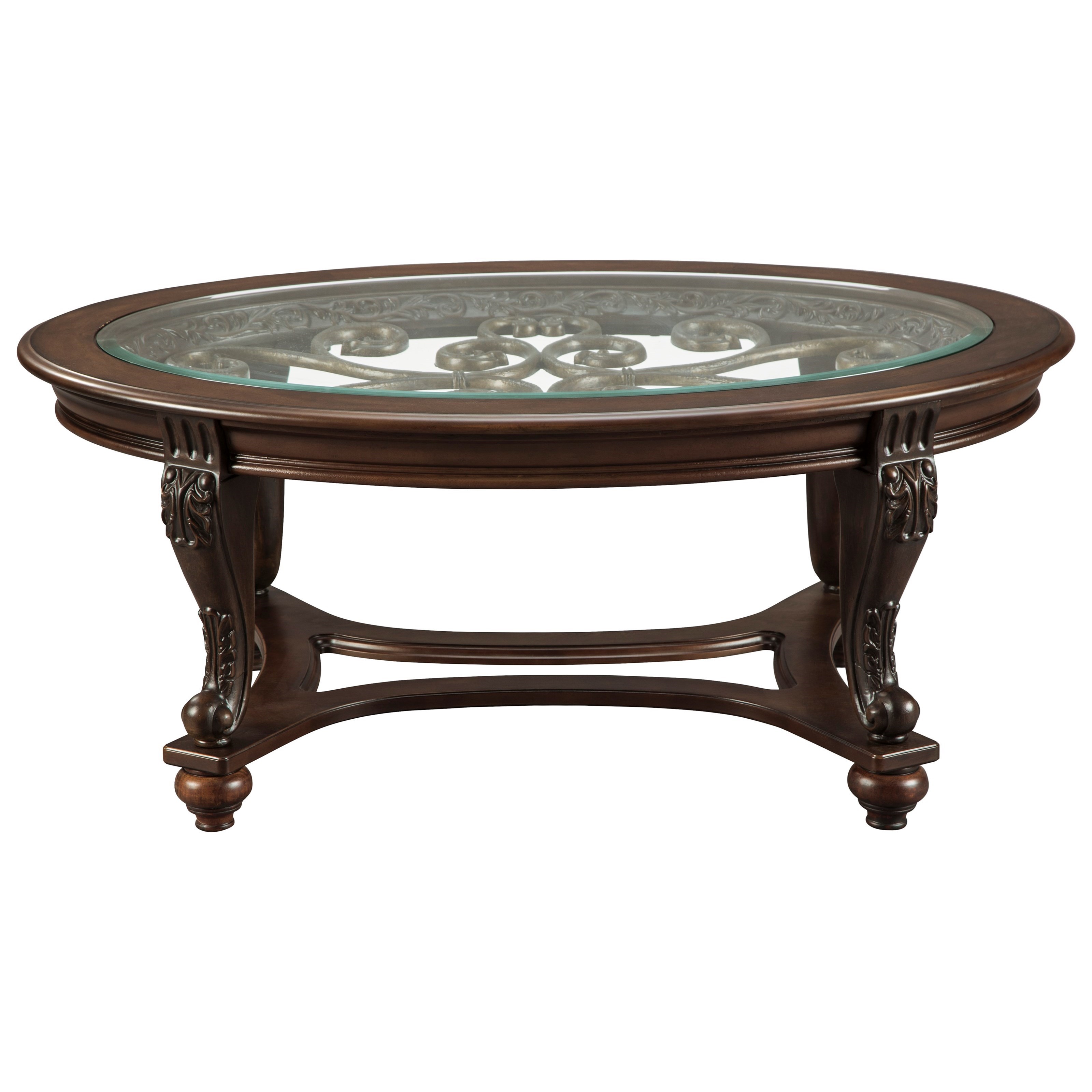 Signature Design by Ashley Norcastle Oval Cocktail Table With Glass Top