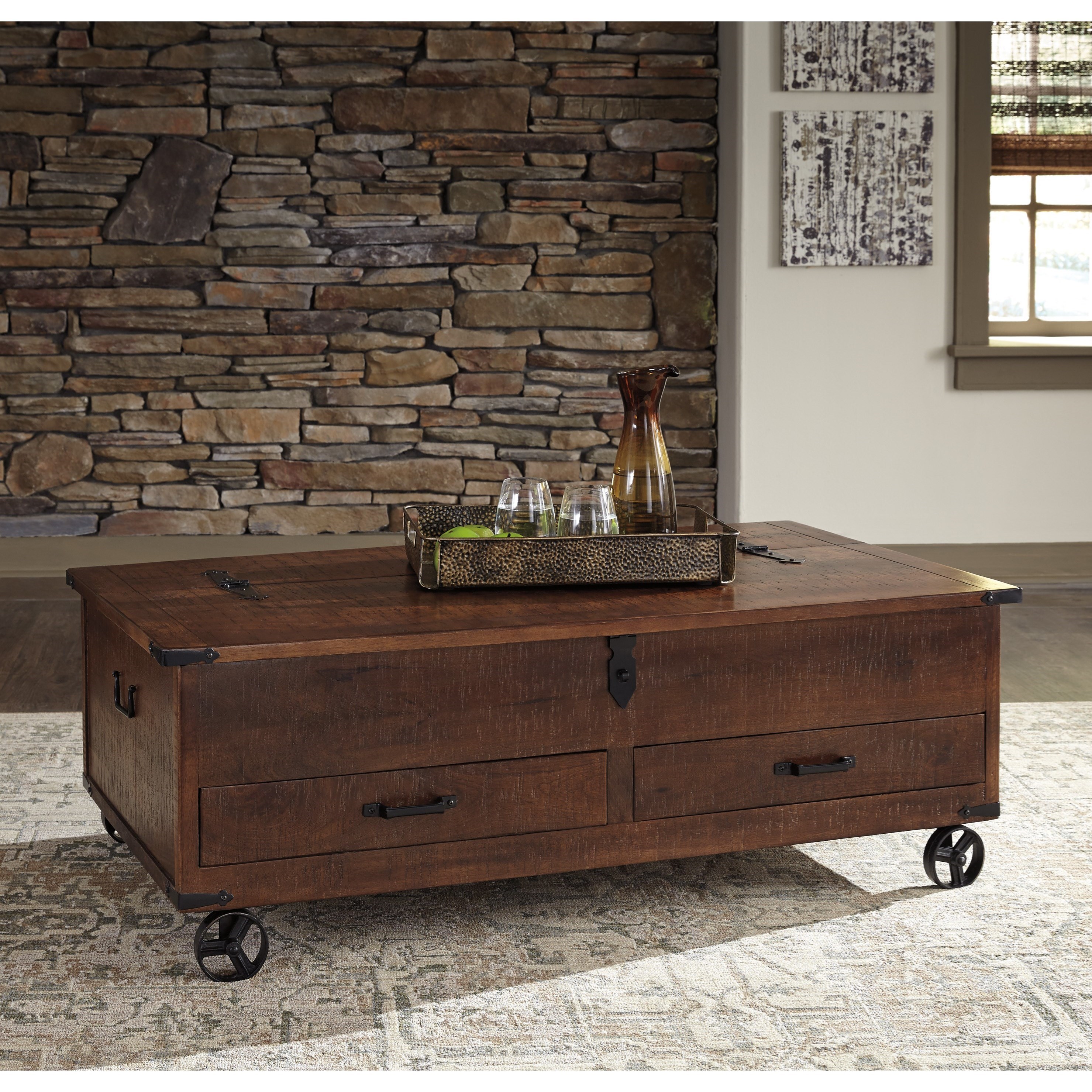 Ashley (Signature Design) Norlandon Rustic Storage Cocktail Table with