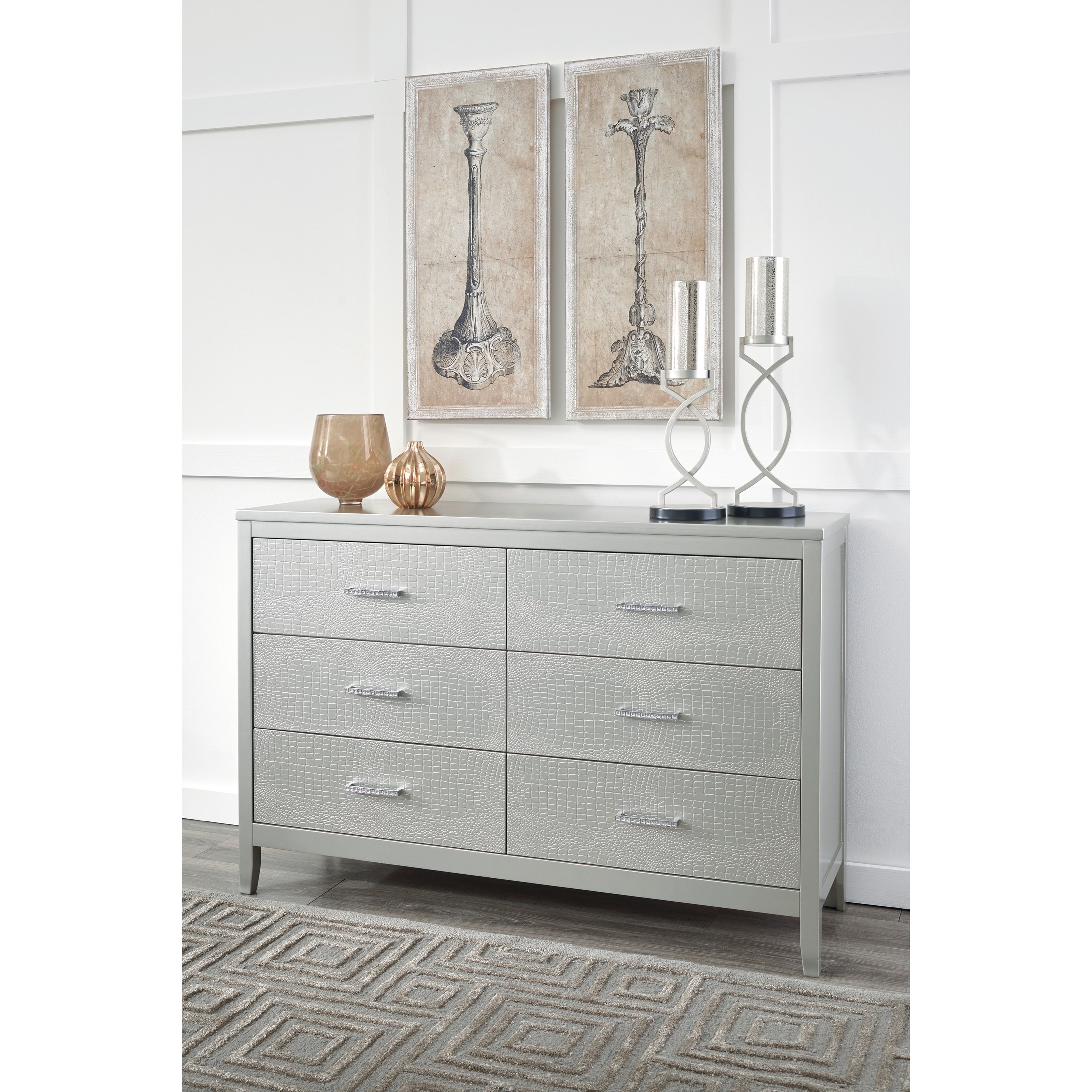 Ashley Signature Design Olivet B56031 Glam Dresser with Faux Crystal