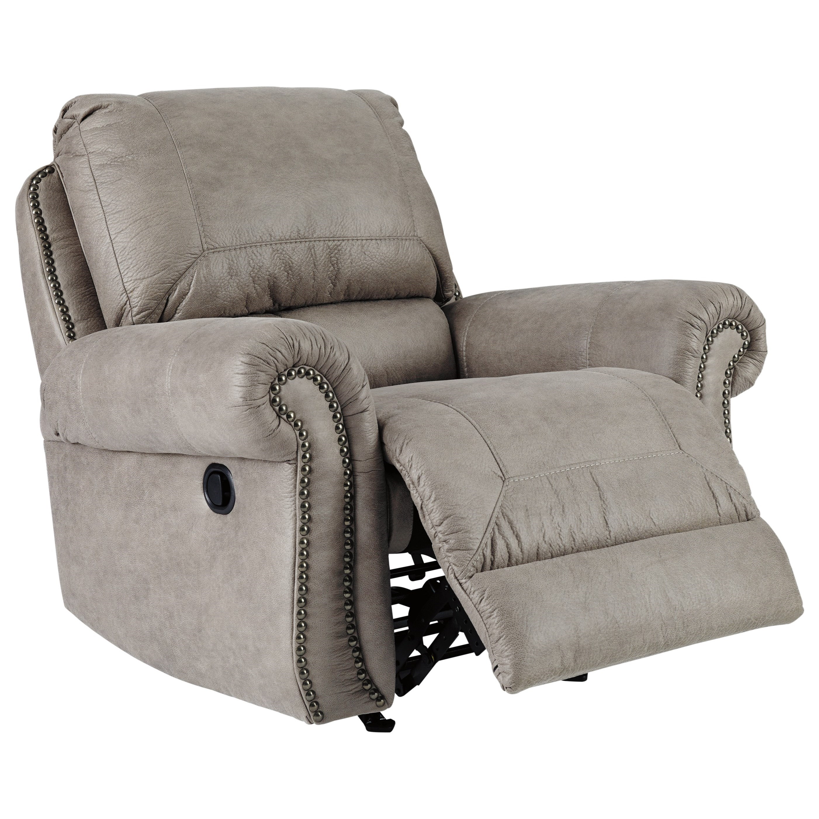 Ashley Signature Design Olsberg Rocker Recliner with Nailhead Trim