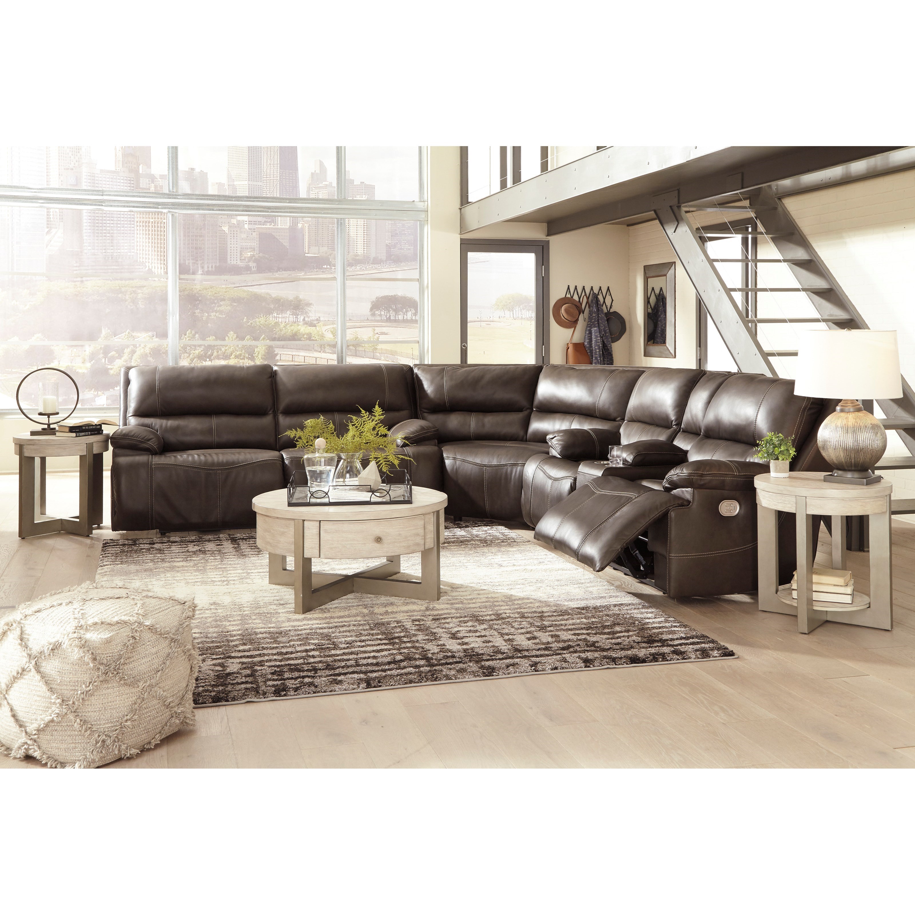 Signature Design by Ashley Ricmen 3Piece Leather Match Power Reclining