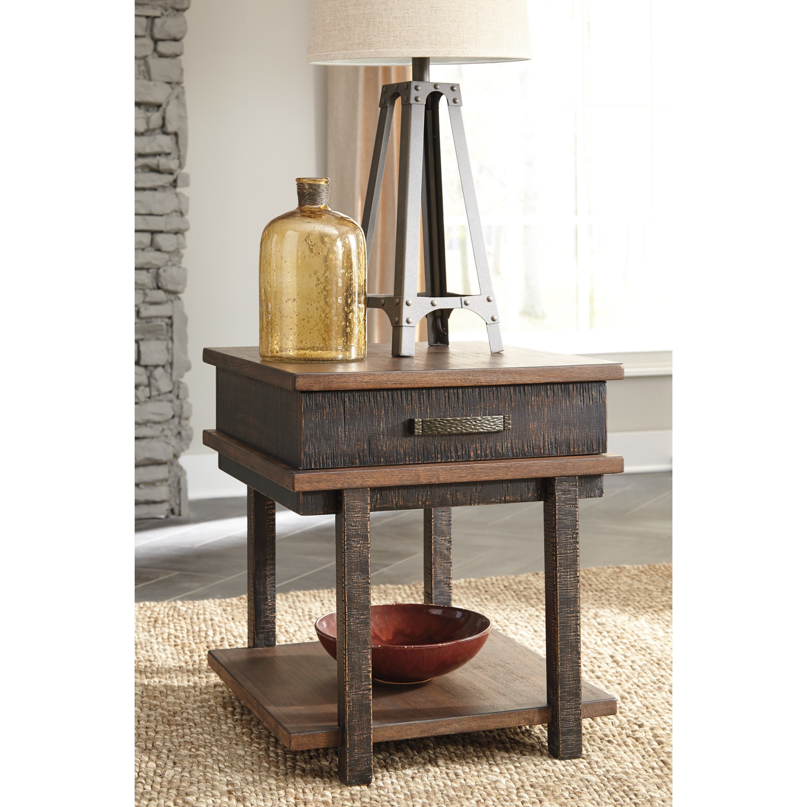 Signature Design by Ashley Stanah Rectangular End Table with Drawer