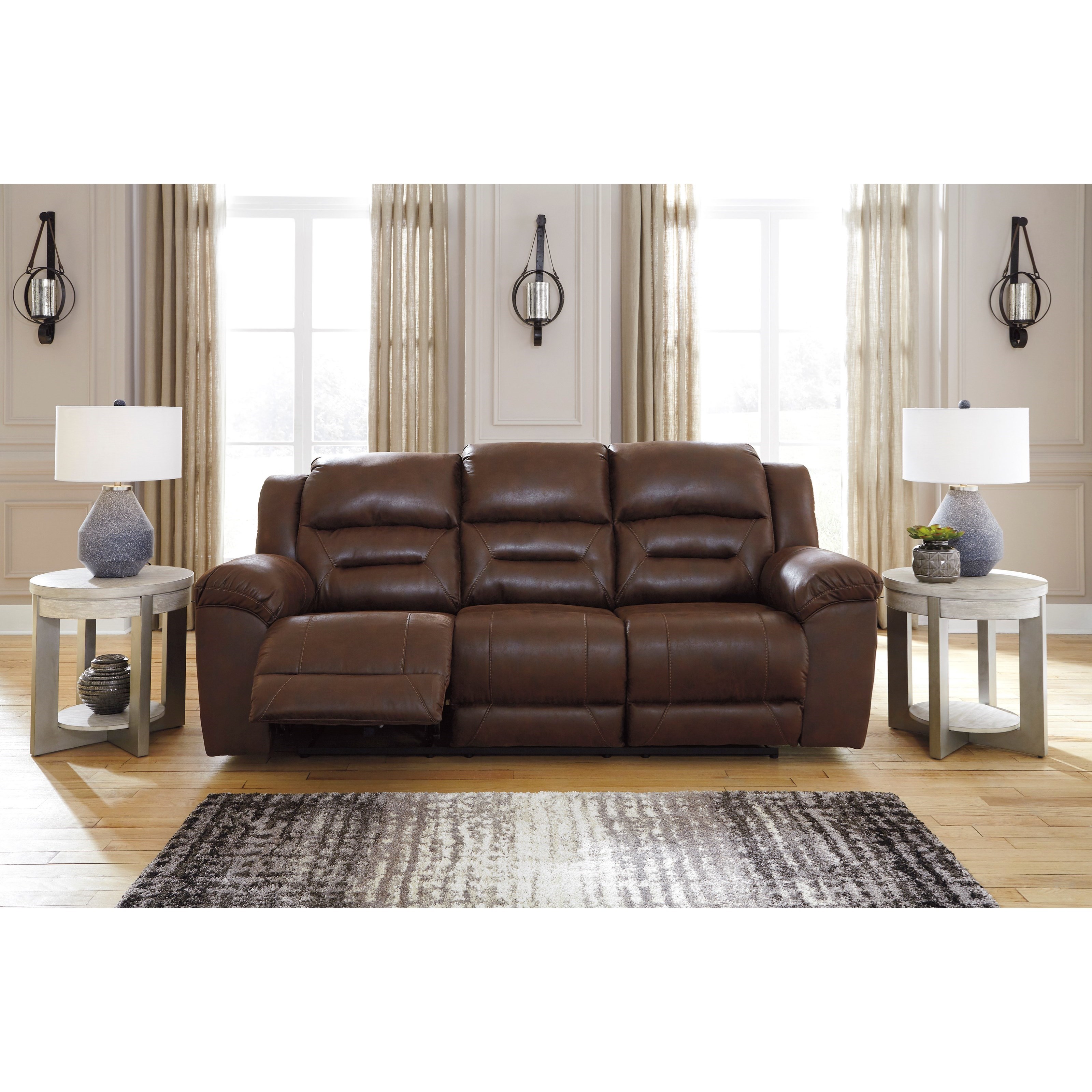 Signature Design by Ashley Stoneland Faux Leather Reclining Sofa