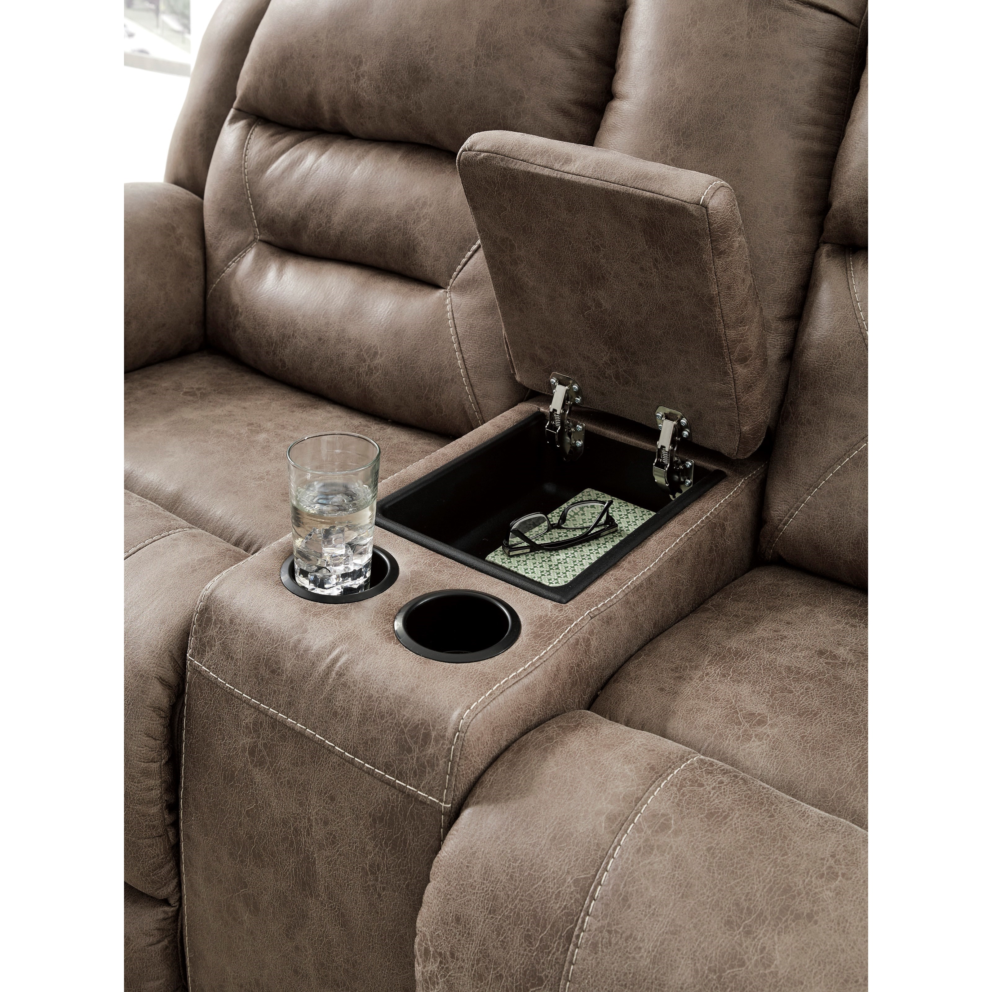 Signature Design by Ashley Stoneland Faux Leather Double Reclining
