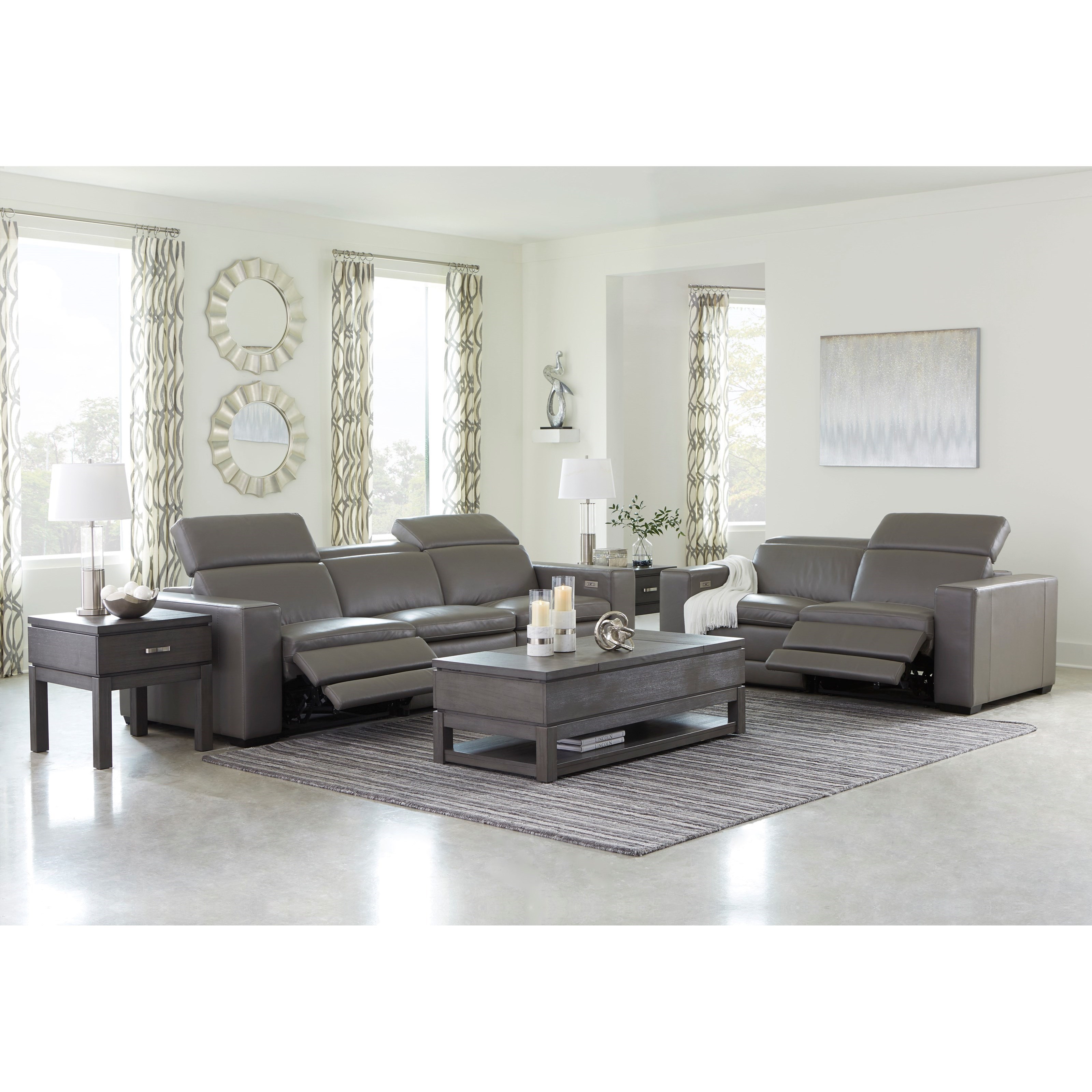 Signature Design by Ashley Texline Contemporary Leather Match Power