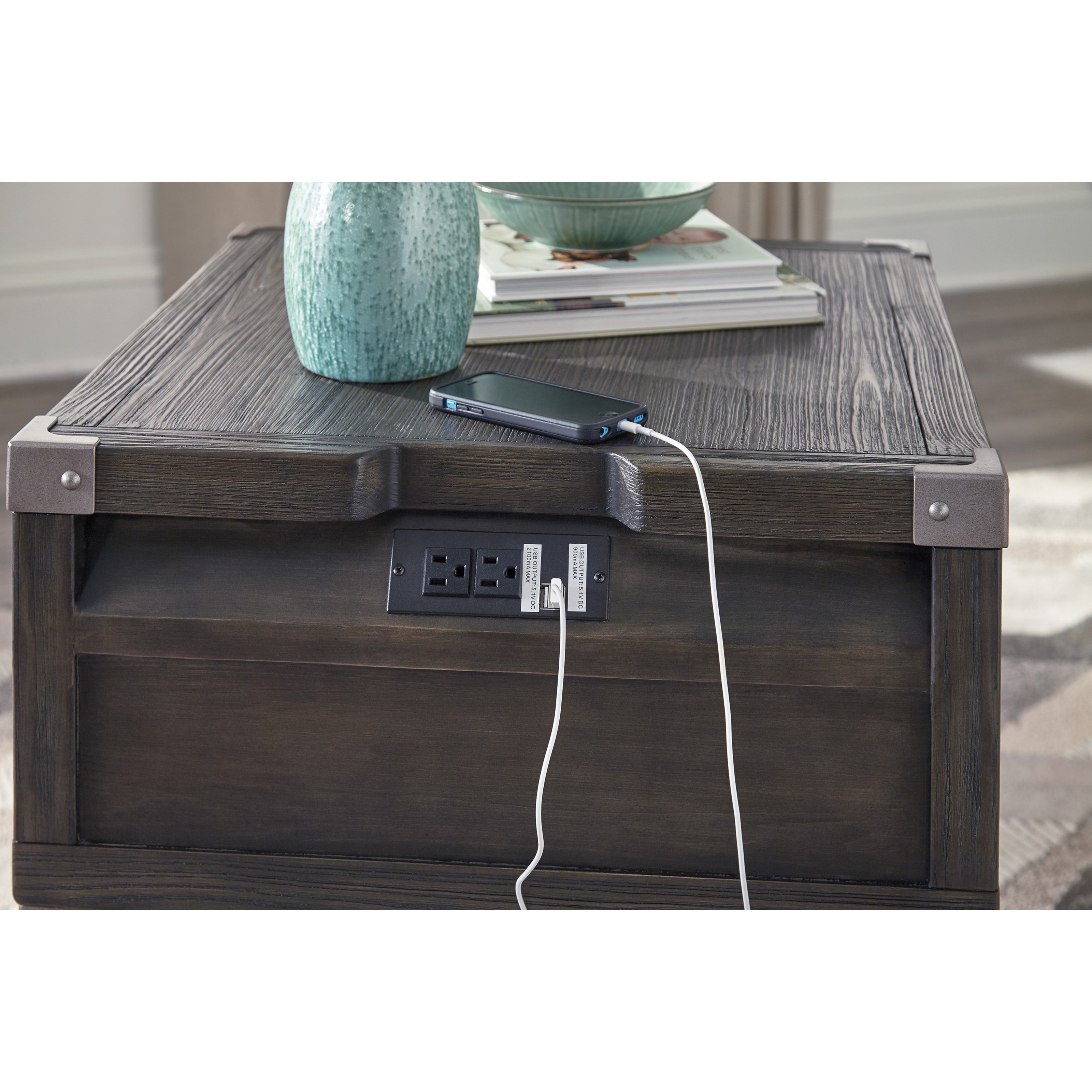 Signature Design by Ashley Todoe Rectangular End Table with Outlet