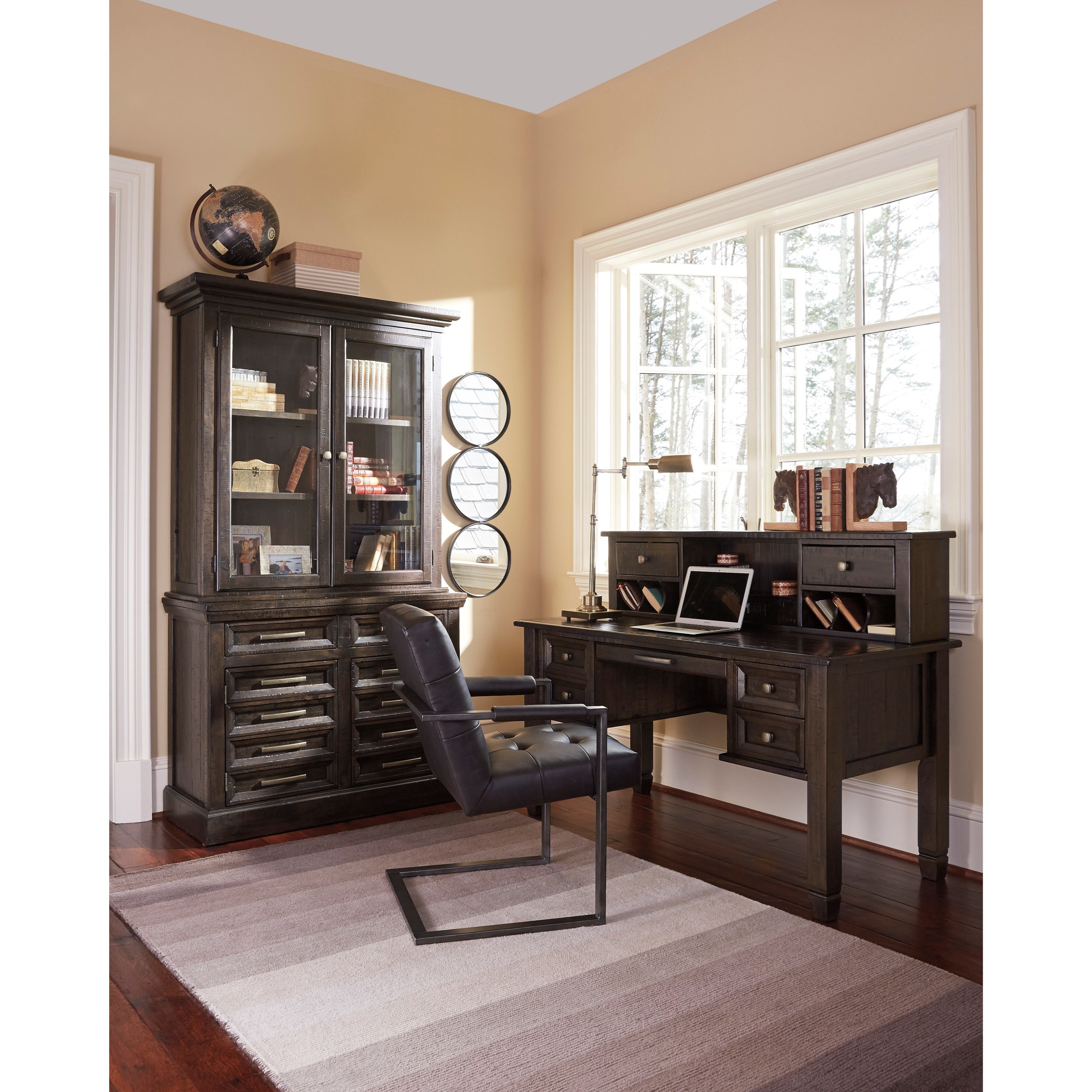 Signature Design by Ashley Townser Solid Pine Home Office Desk & Hutch