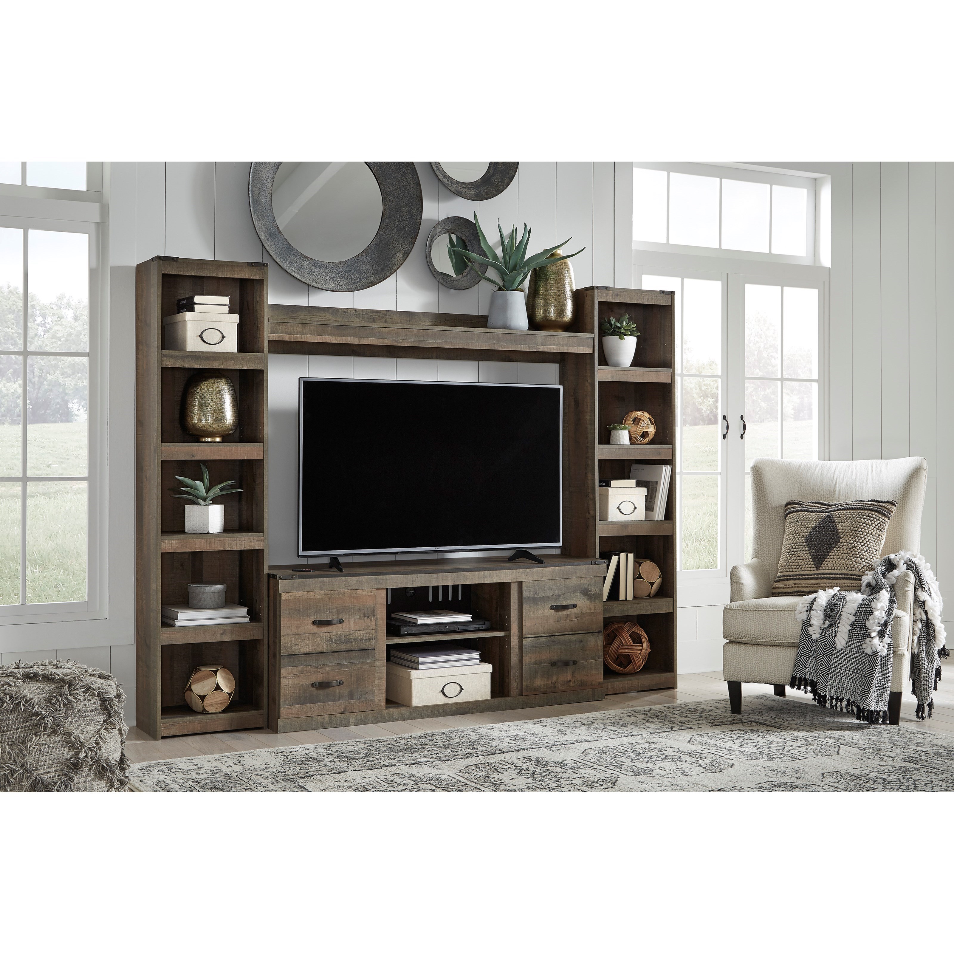 Signature Design by Ashley Trinell Entertainment Wall Unit w/ Piers and