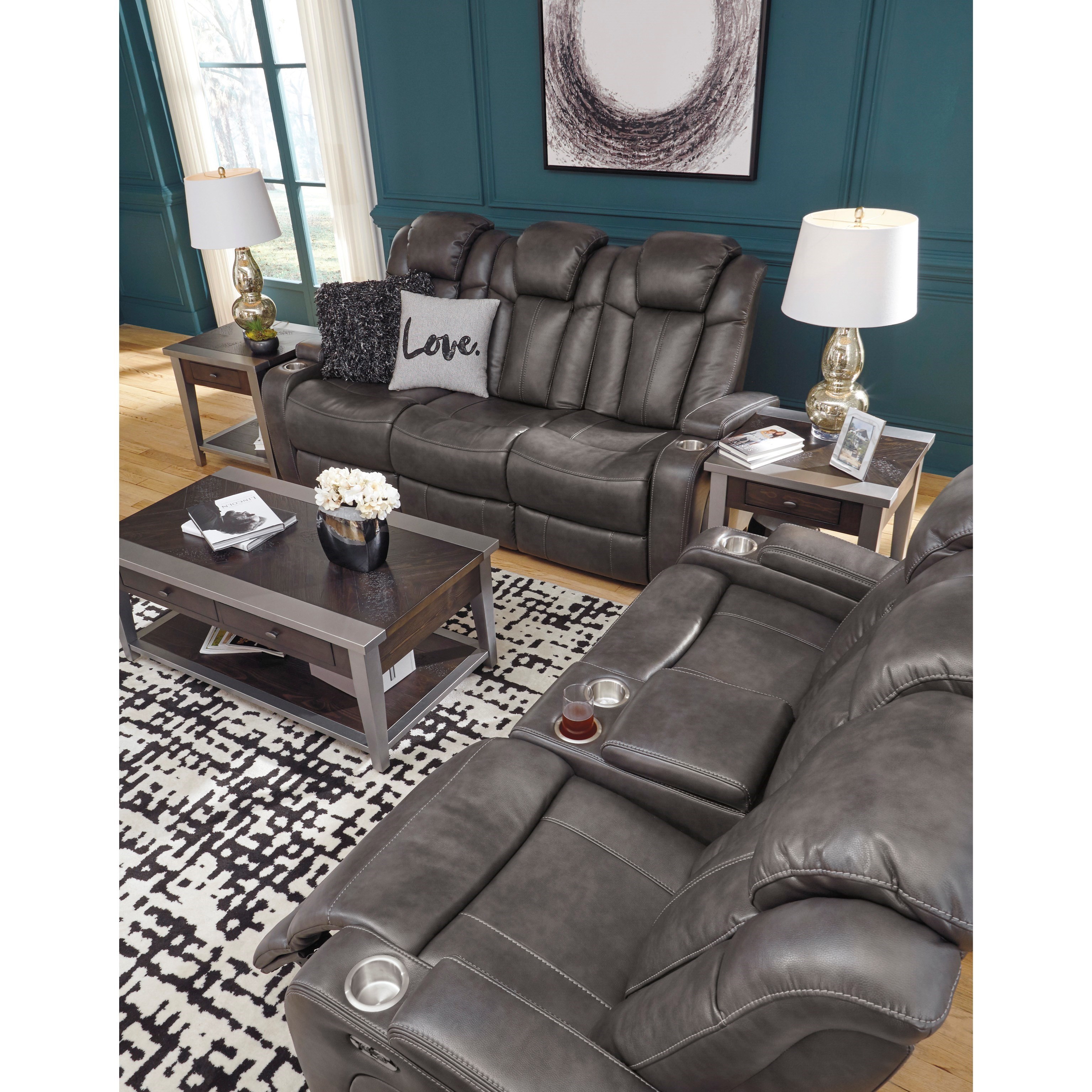 Signature Design by Ashley Turbulance Contemporary Faux Leather Power