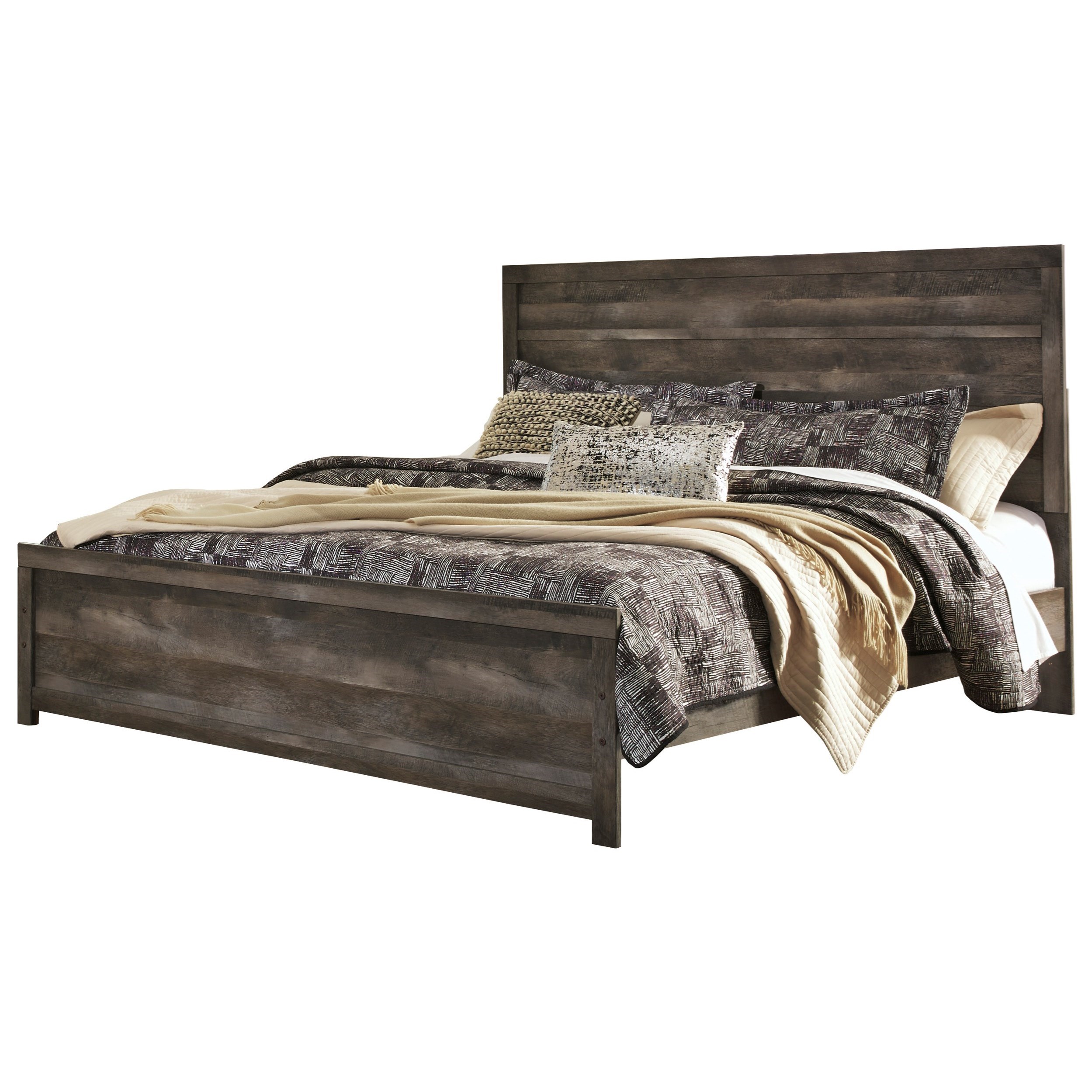 Signature Design by Ashley Wynnlow King Rustic Plank Effect Panel Bed