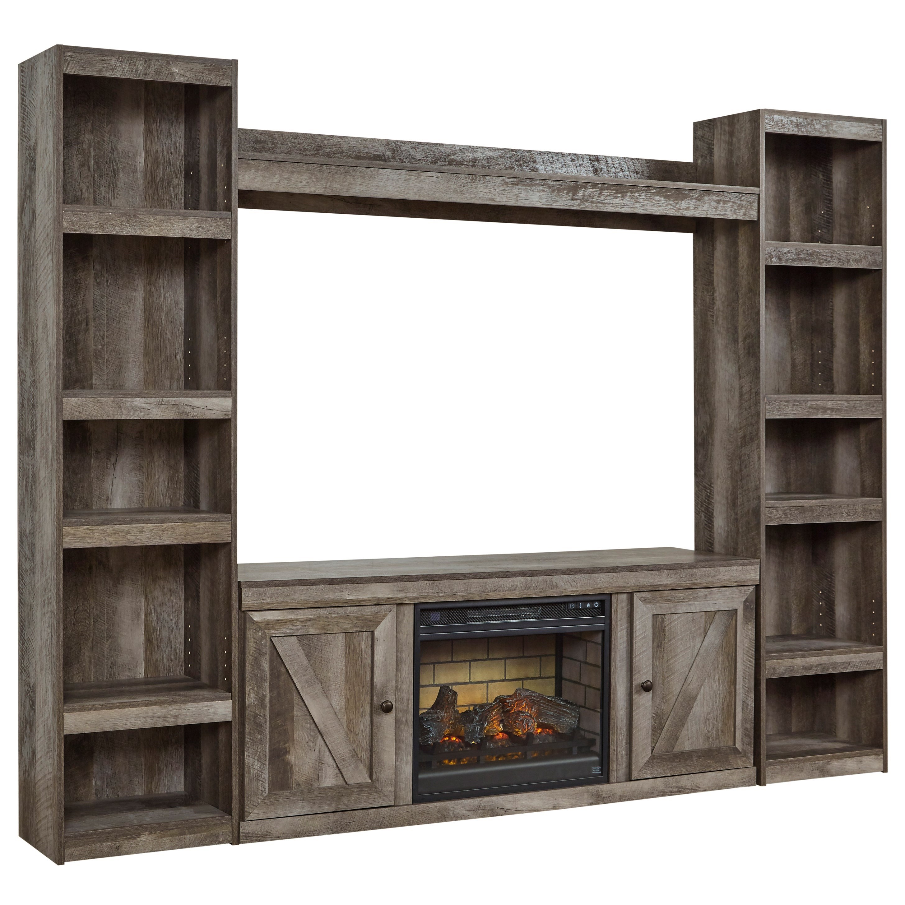 Benchcraft Wynnlow Large TV Stand w/ Fireplace Insert and Piers