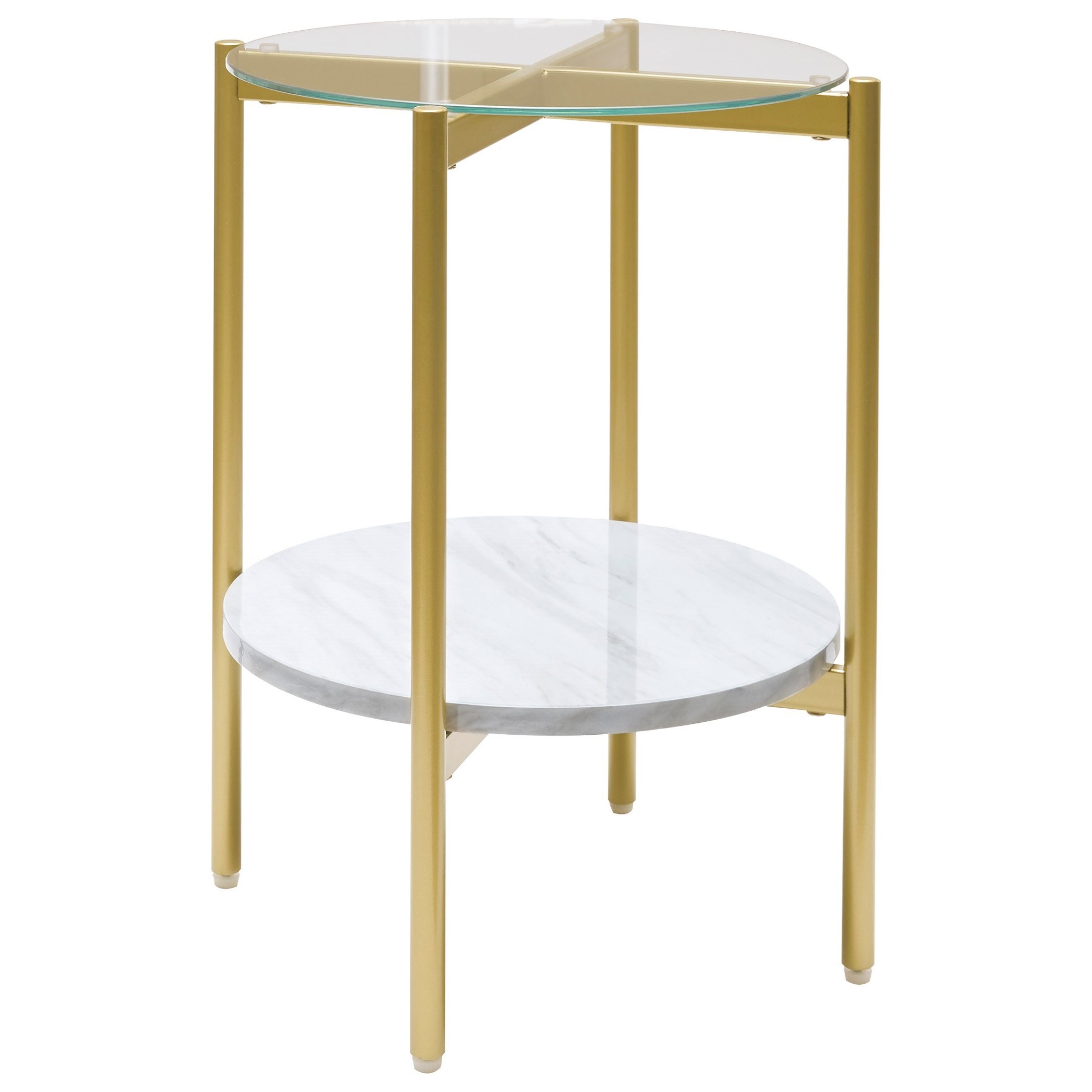 Ashley Signature Design Wynora T1926 Gold Finish Round End Table with