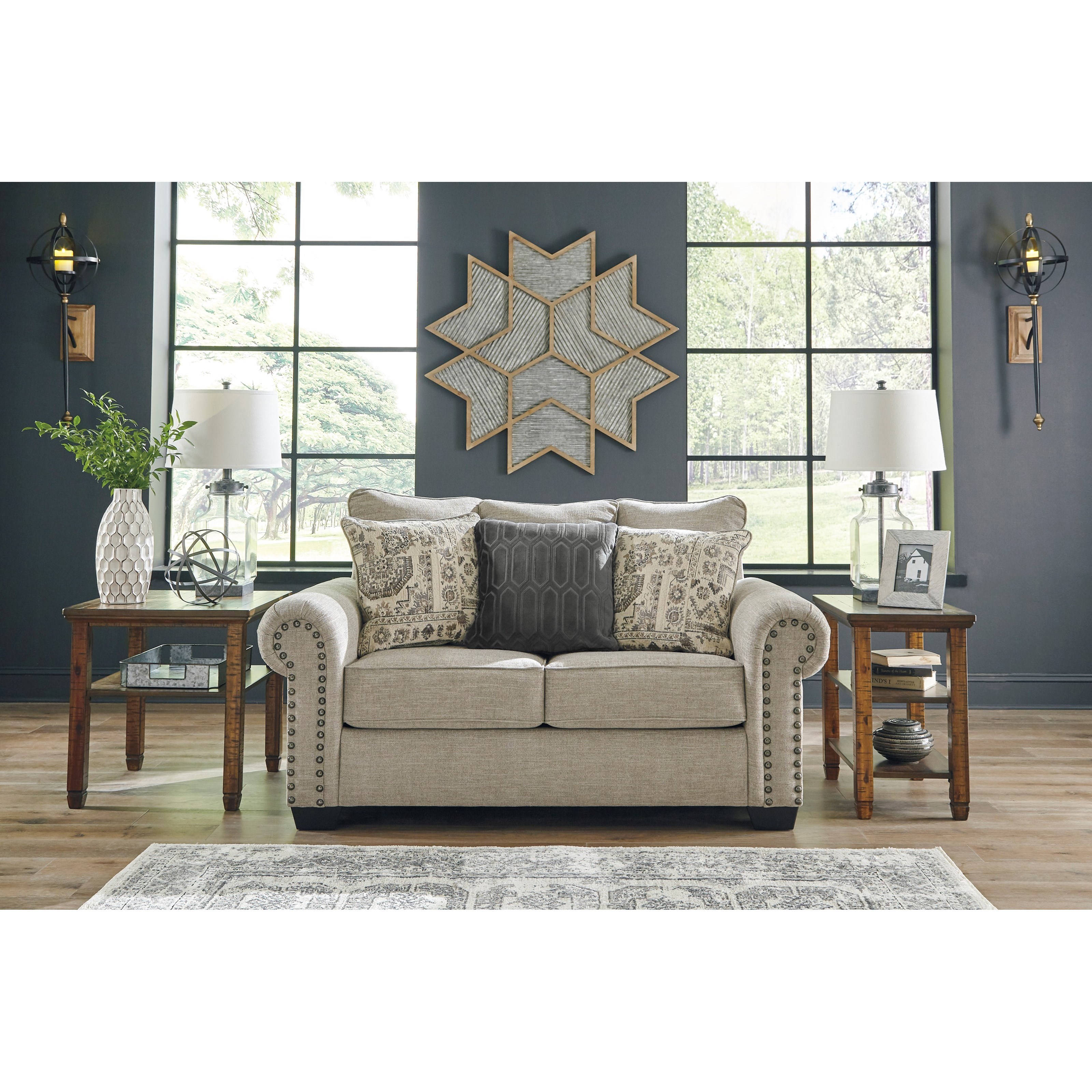 Signature Design by Ashley Zarina Transitional Loveseat with Nailhead