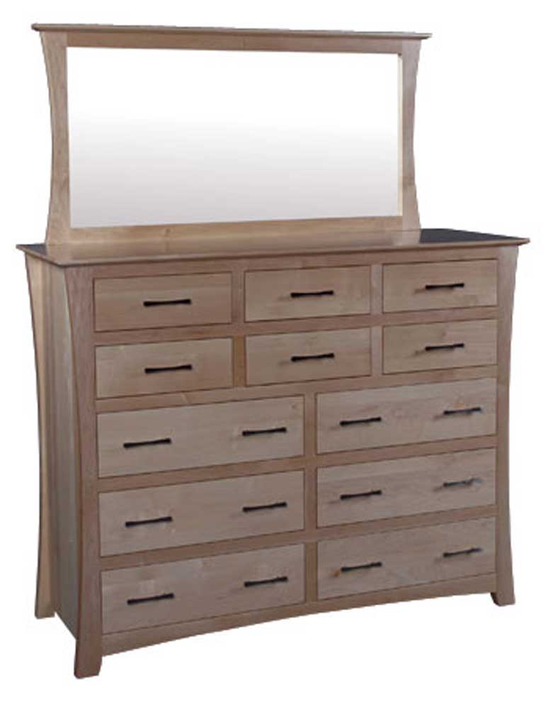 Simply Amish Loft MEL4360B Loft 12Drawer Bureau and Bureau Mirror