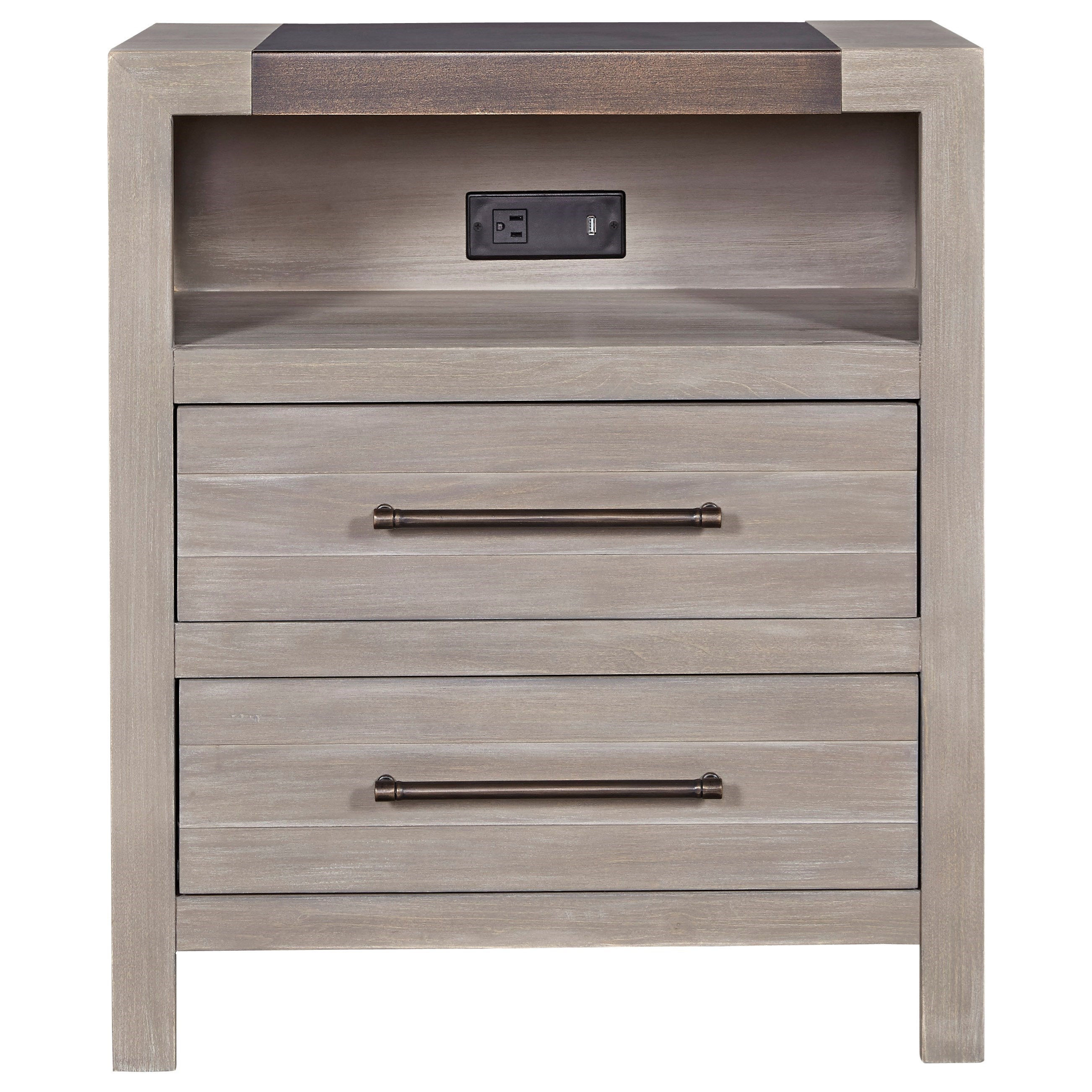 Smartstuff Scrimmage Metal Top Nightstand with USB Power Outlet Darvin Furniture Night Stands