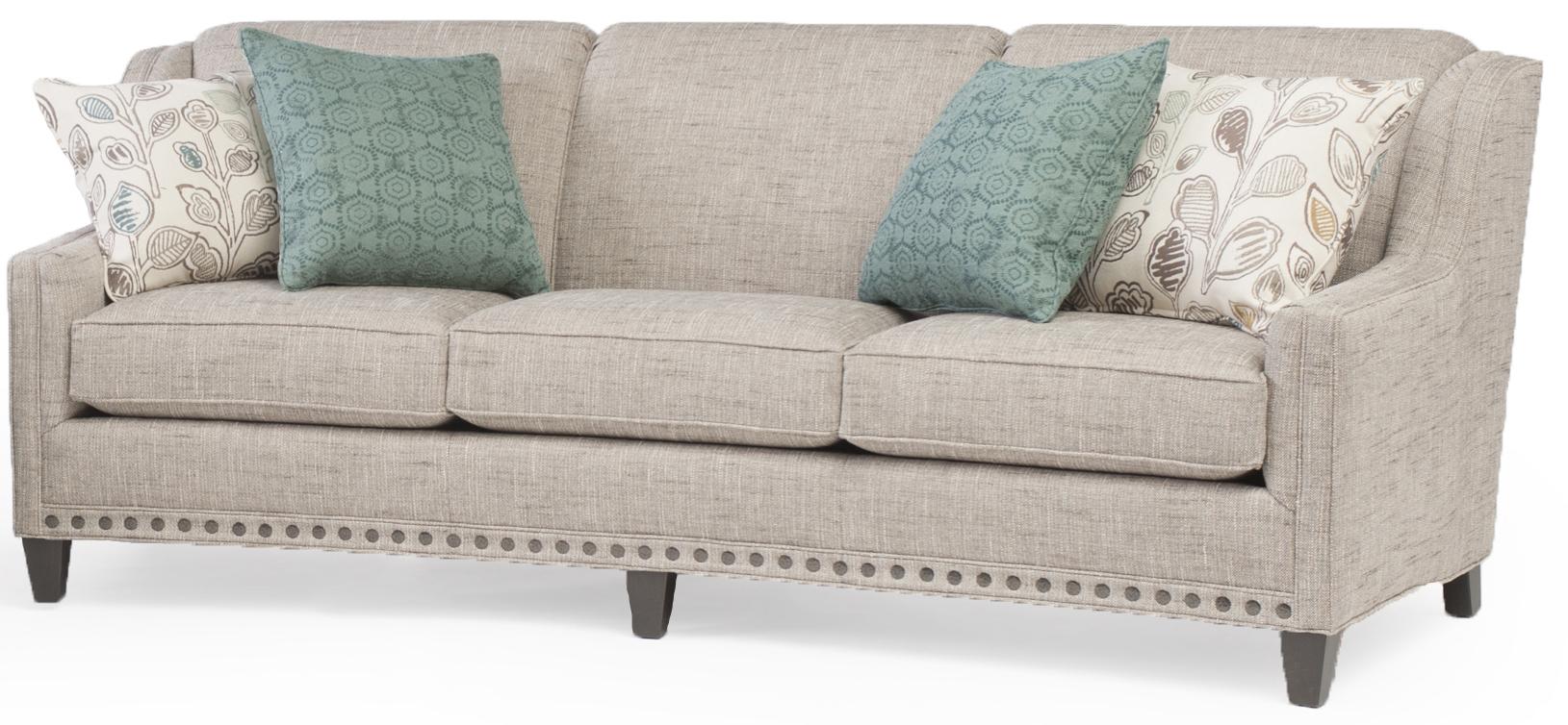 Smith Brothers 227 Slightly Curved Sofa with Sloping Track Arms and