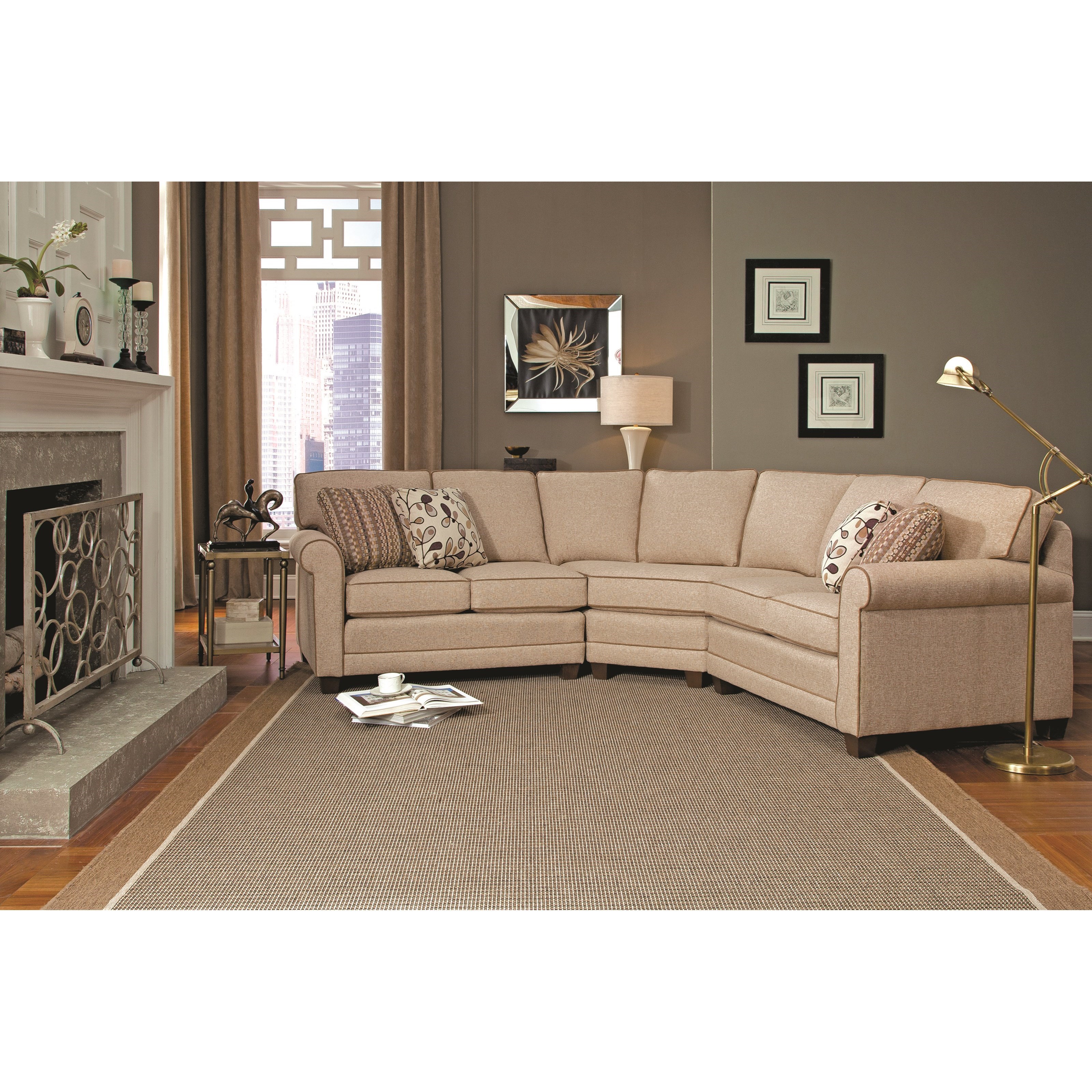 Smith Brothers 366 Casual 3piece Sectional with Wedge Wayside