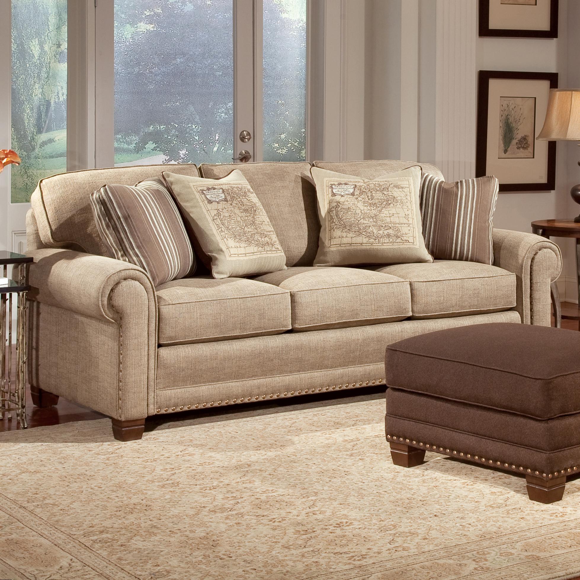 Smith Brothers 393 Traditional Stationary Sofa with Nailhead Trim