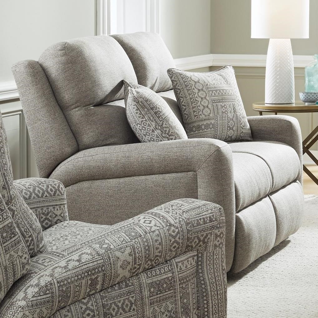 Southern Motion Metro Contemporary Power Headrest Loveseat with Pillows