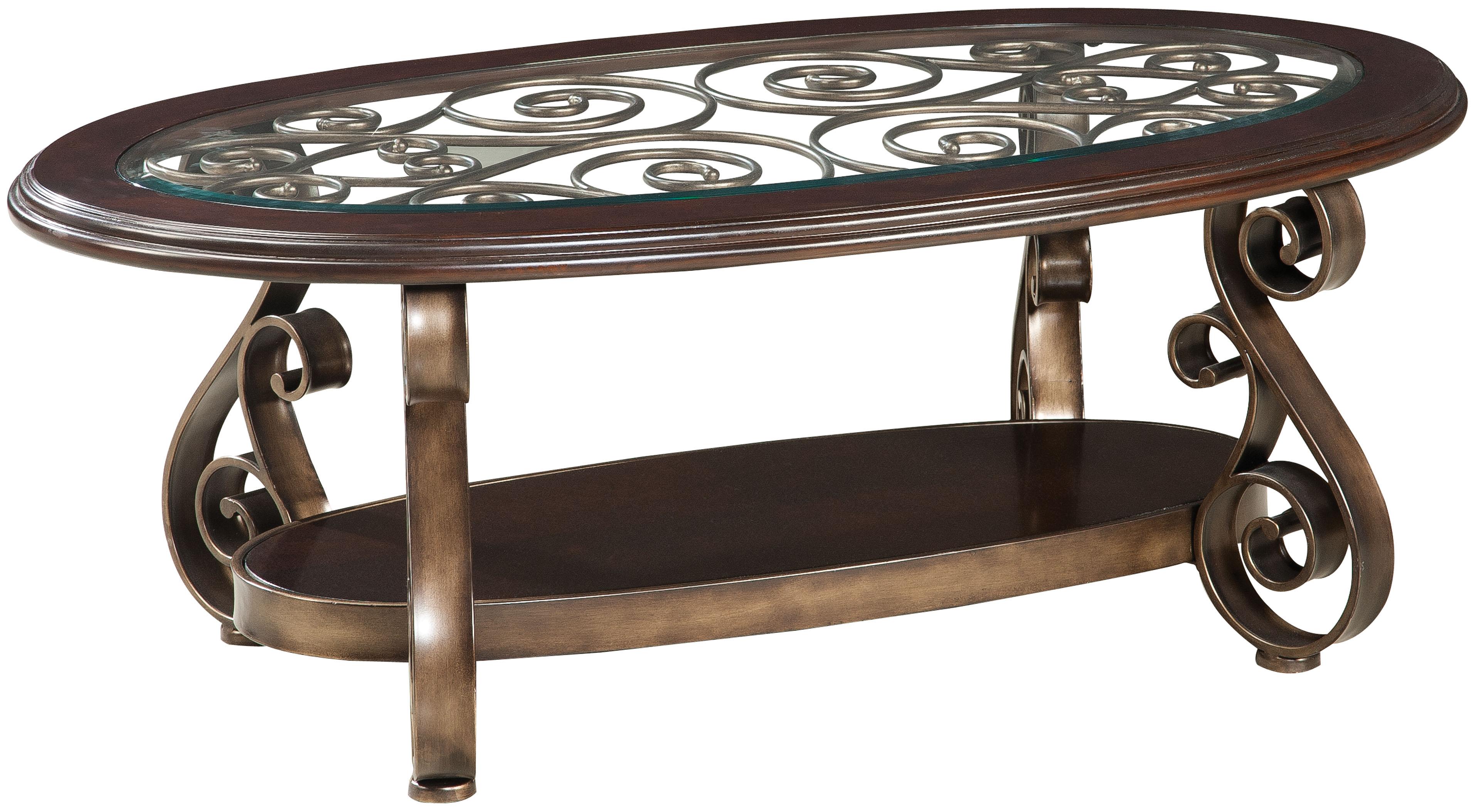 Standard Furniture Bombay 21601 Old World Cocktail Table with Glass Top