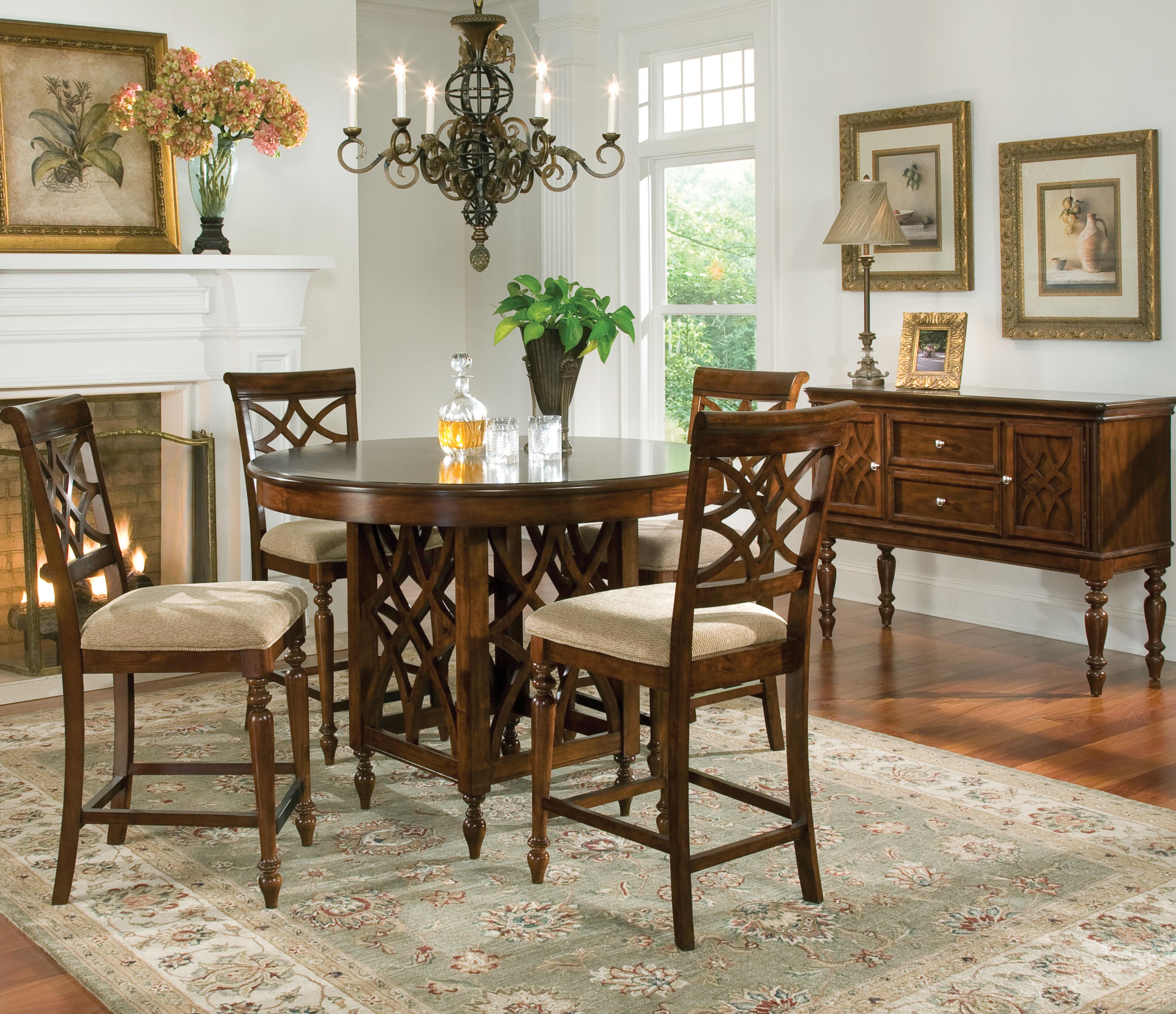 Standard Furniture Woodmont 5 Piece Counter Height Table & Upholstered