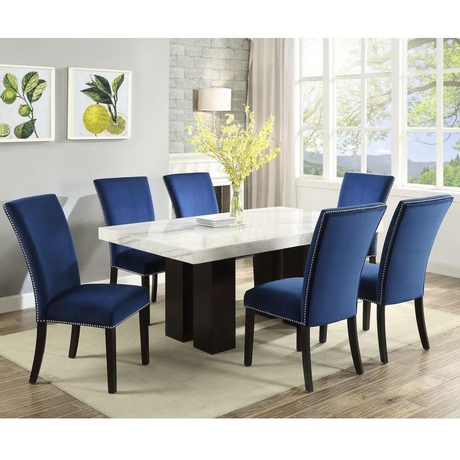 Steve Silver Camila 7 Piece Dining Set with Marble Table Top Standard Furniture Dining 7 (or