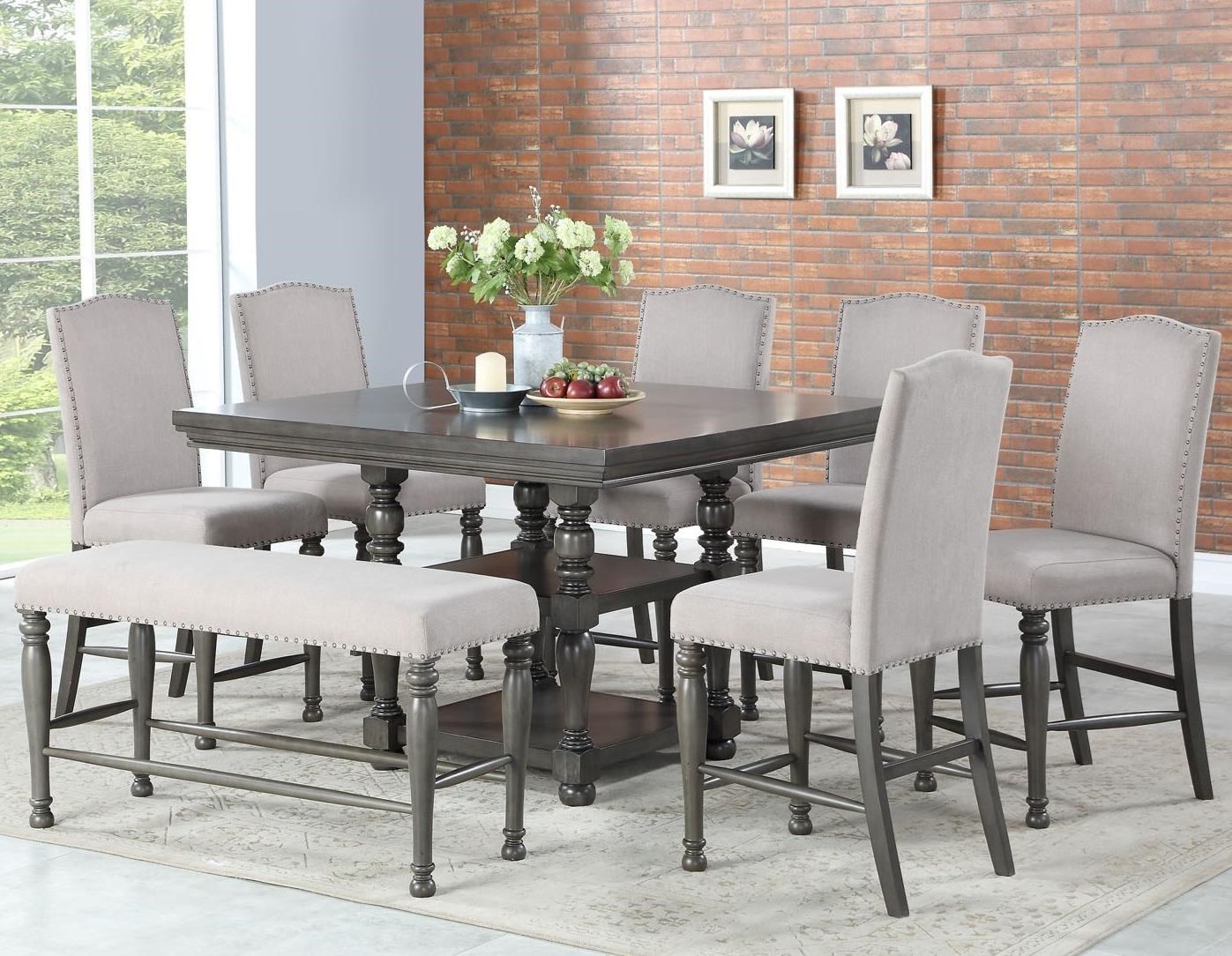 Steve Silver Caswell Eight Piece Traditional Counter Height Dining Set