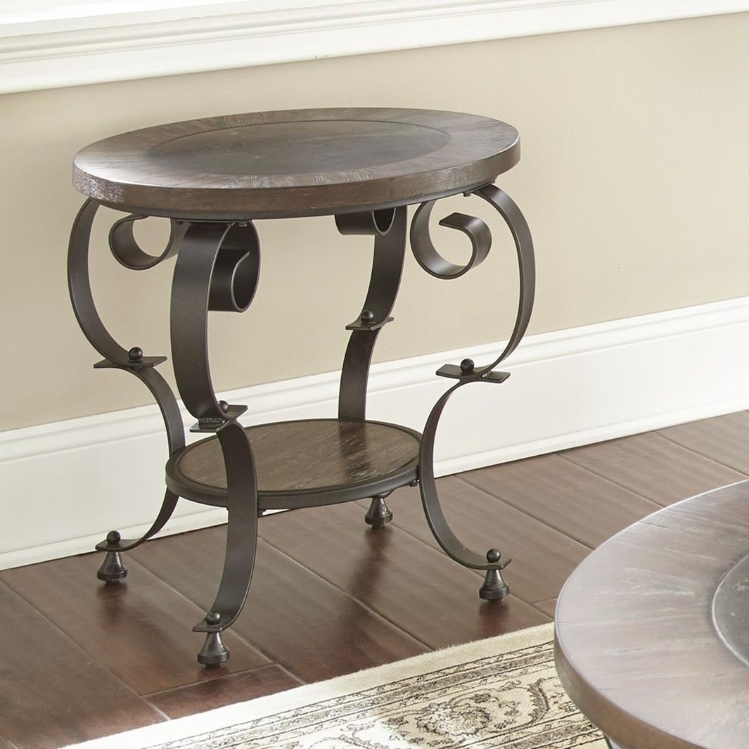 Steve Silver Mulberry MU200E Scroll Legged Round End Table with