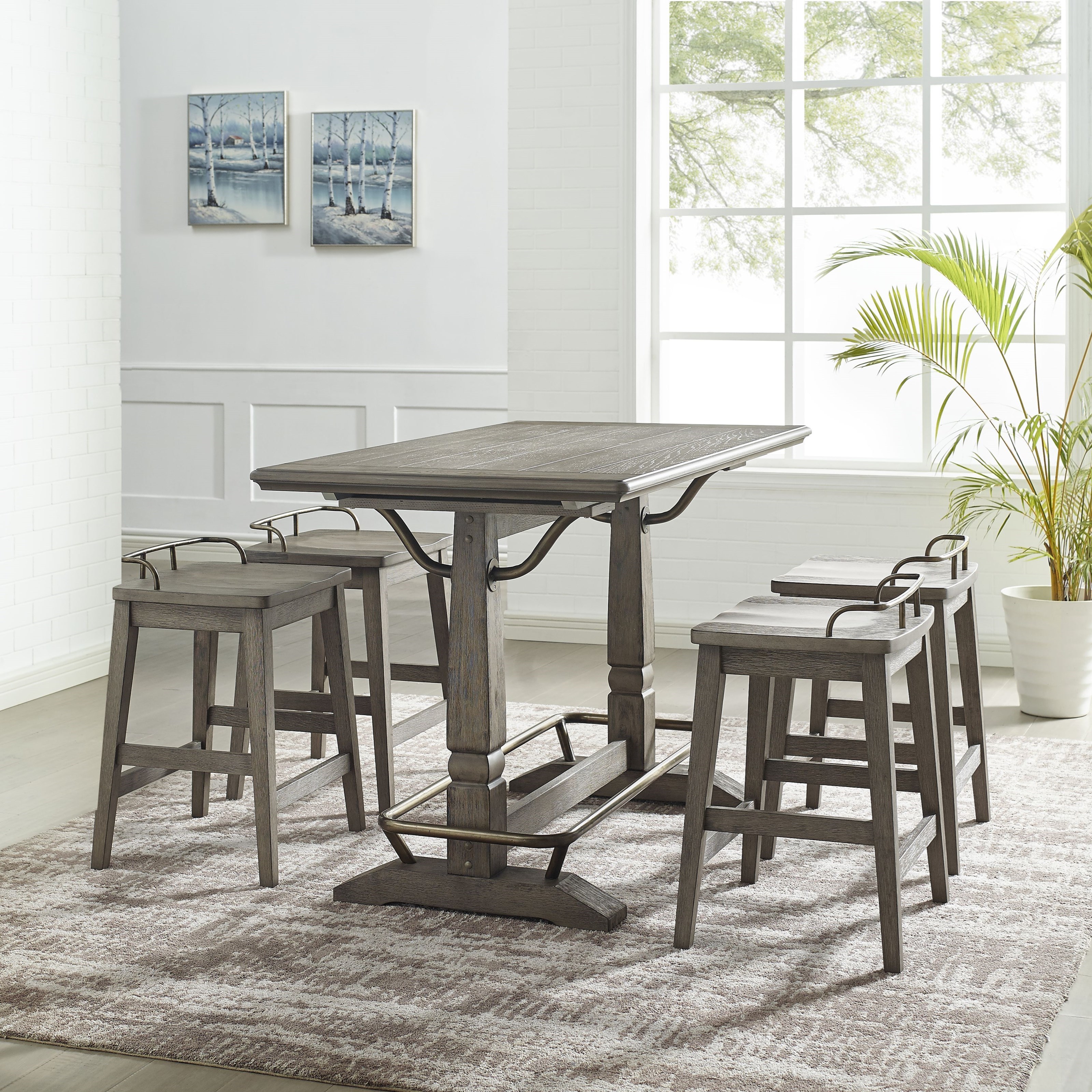 Steve Silver Ryan Transitional 5Piece Counter Height Table and Stool Set Wayside Furniture