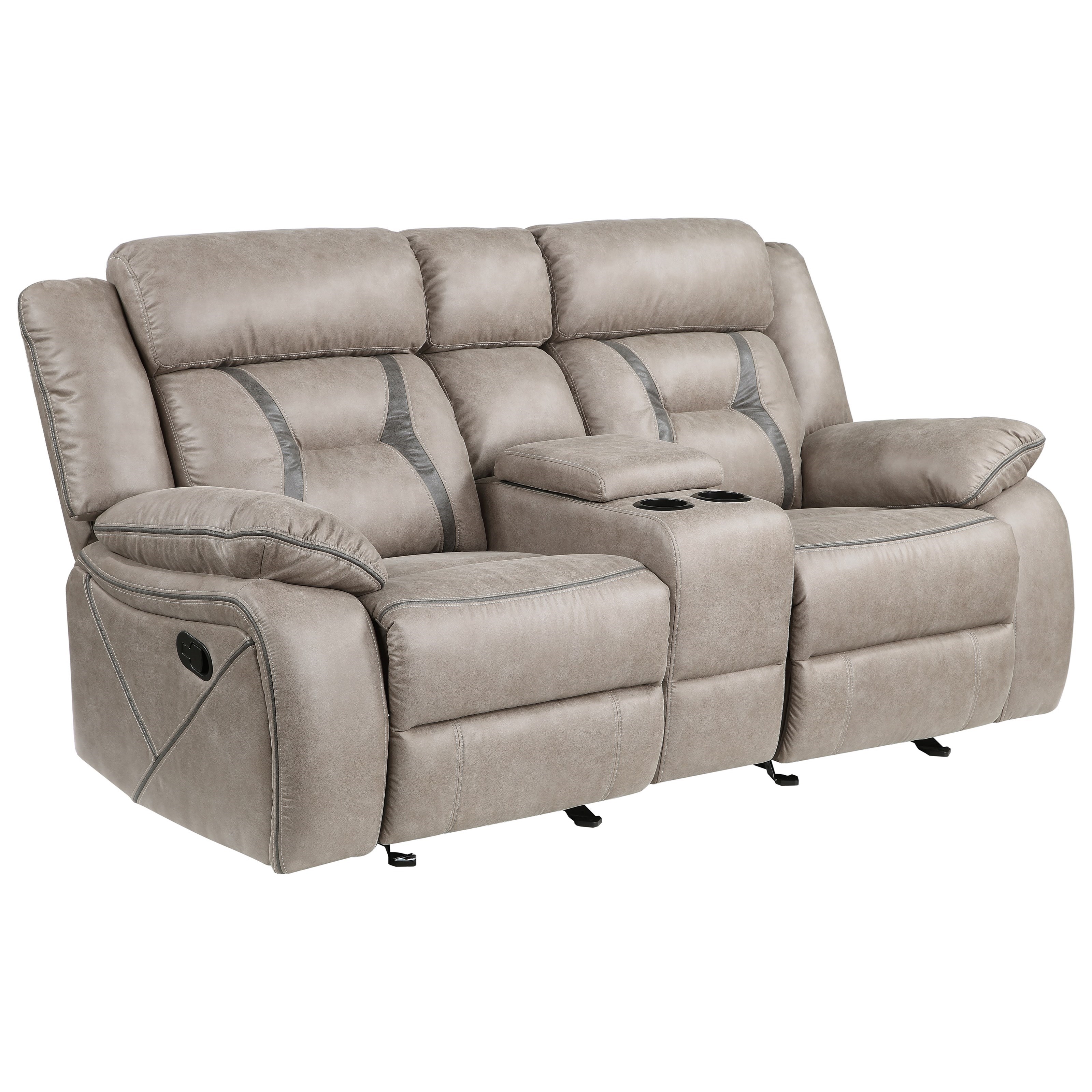 Steve Silver Tyson Casual Manual Reclining Glider Loveseat with Console