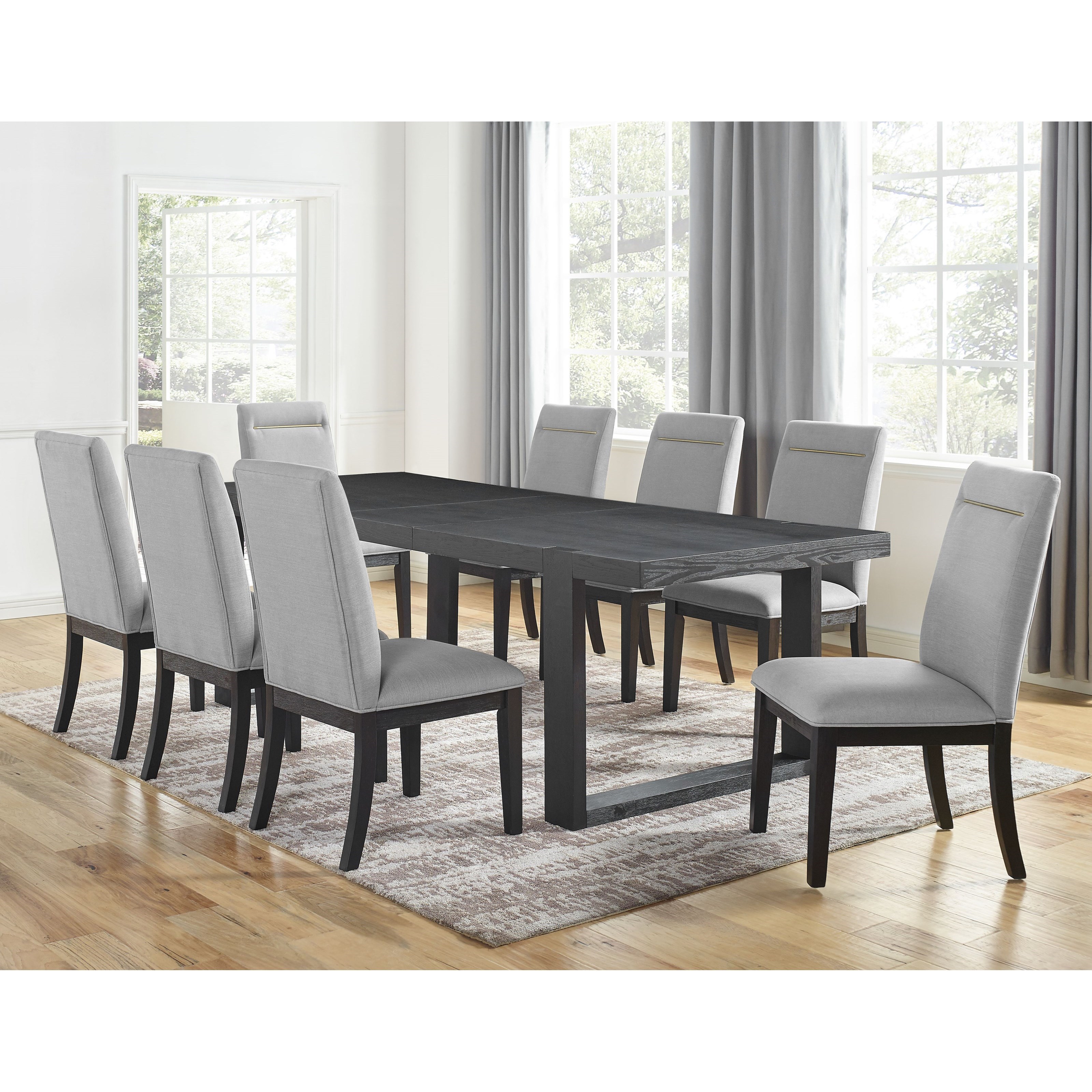 Steve Silver Yves Contemporary 9Piece Table and Chair Set A1 Furniture & Mattress Dining 7