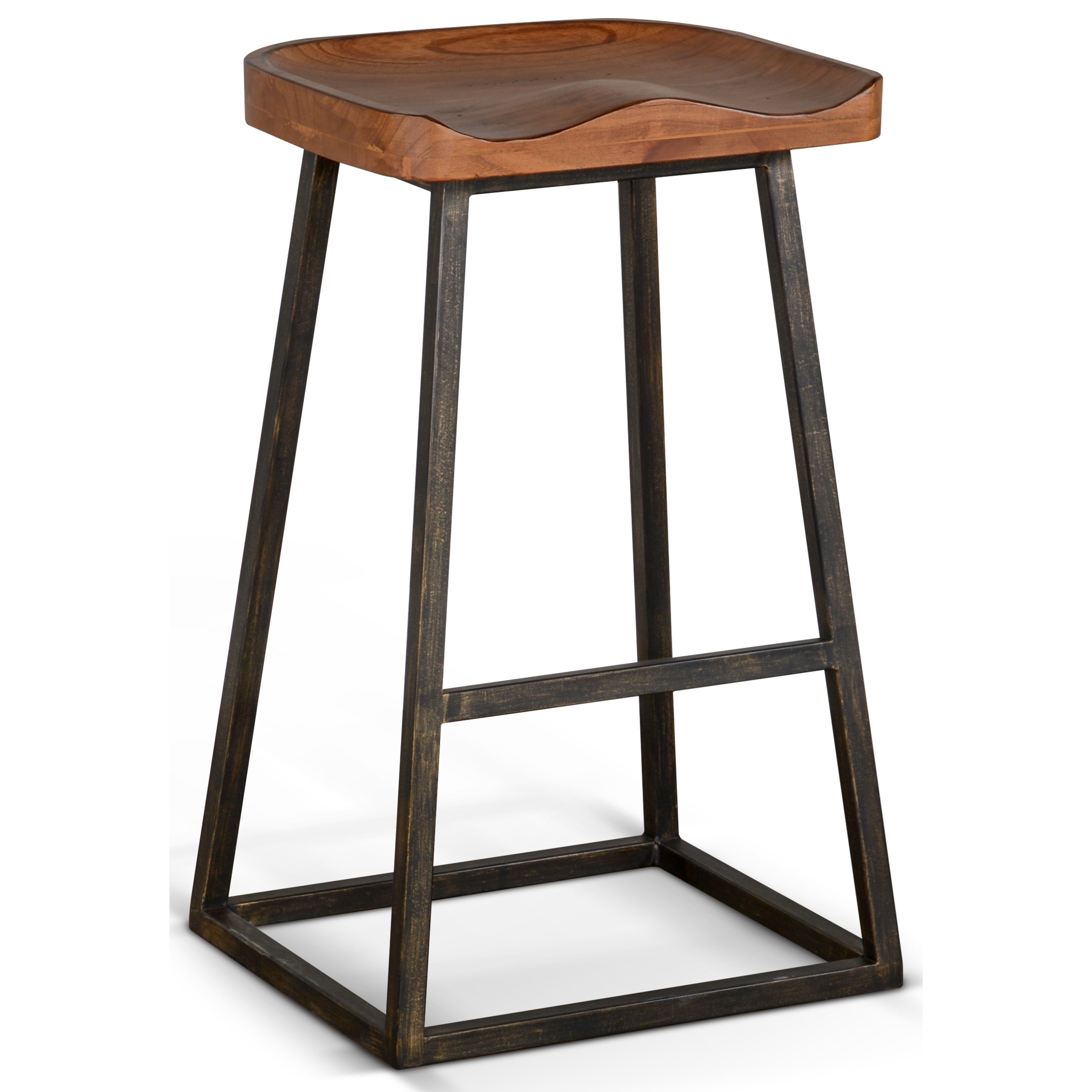 Sunny Designs 1622 Bar Stool with Wood Saddle Seat and Metal Base Wayside Furniture Bar Stools