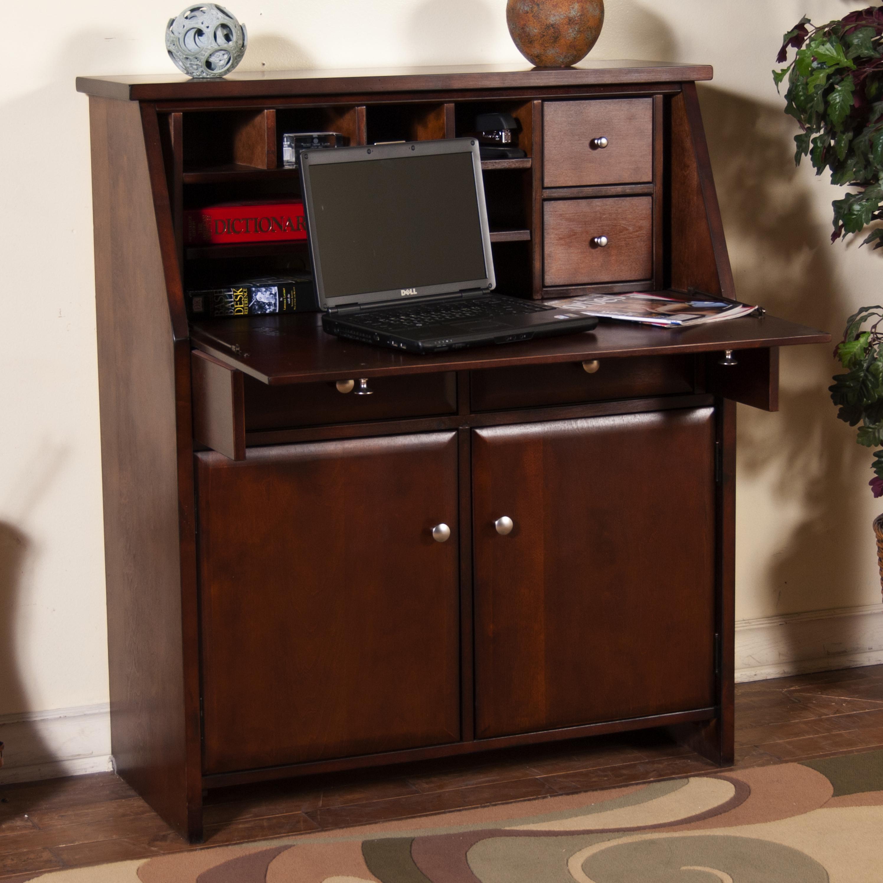Sunny Designs Cappuccino Drop Leaf Laptop Desk Armoire Conlin's