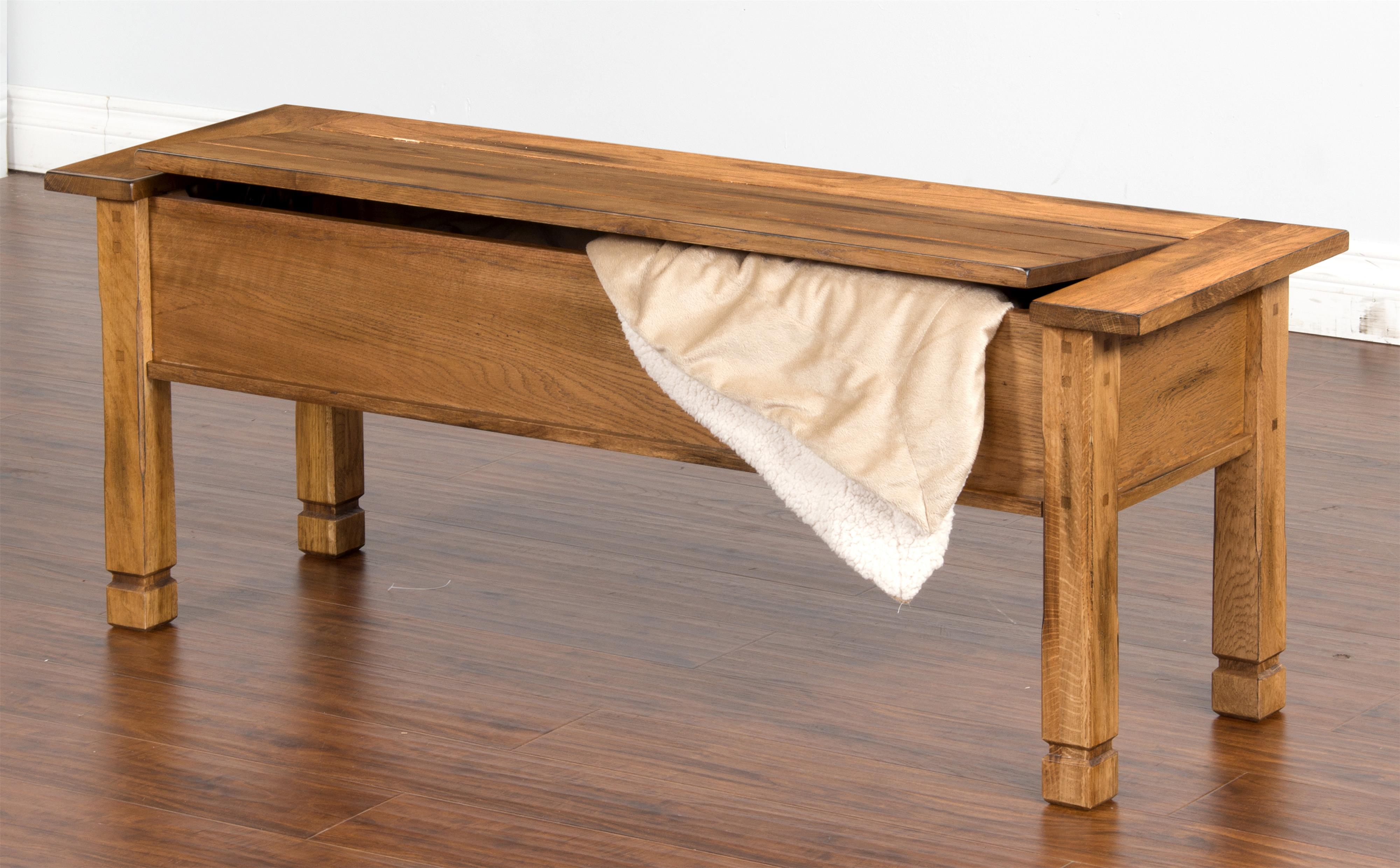 Sunny Designs Sedona Rustic Oak Side Bench with Storage Fashion