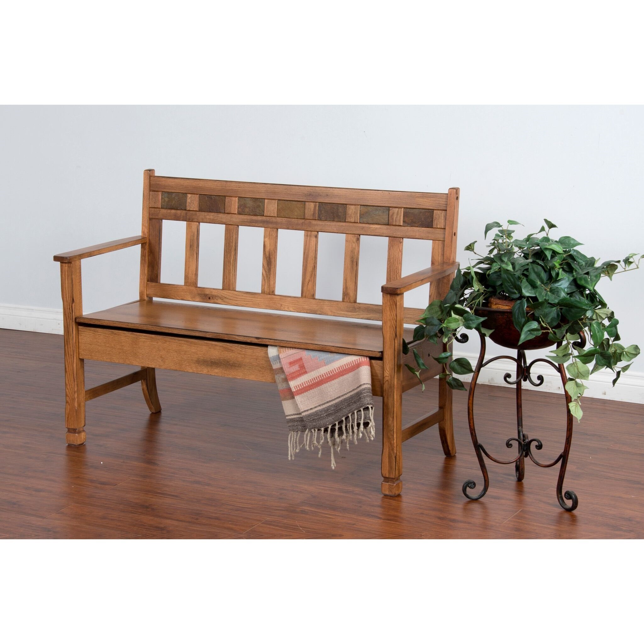 Sunny Designs Sedona Rustic Oak Bench with Storage Darvin Furniture