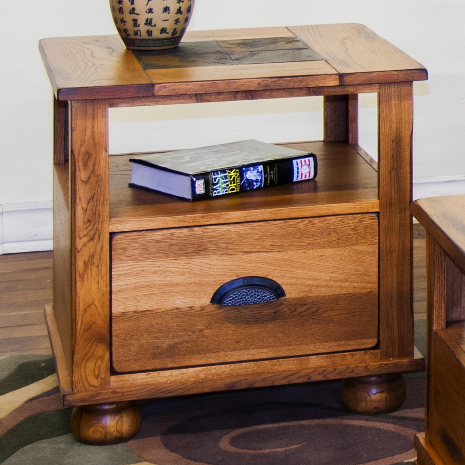 Sunny Designs Sedona End Table w/ Drawer and Slate Top Conlin's Furniture End Tables
