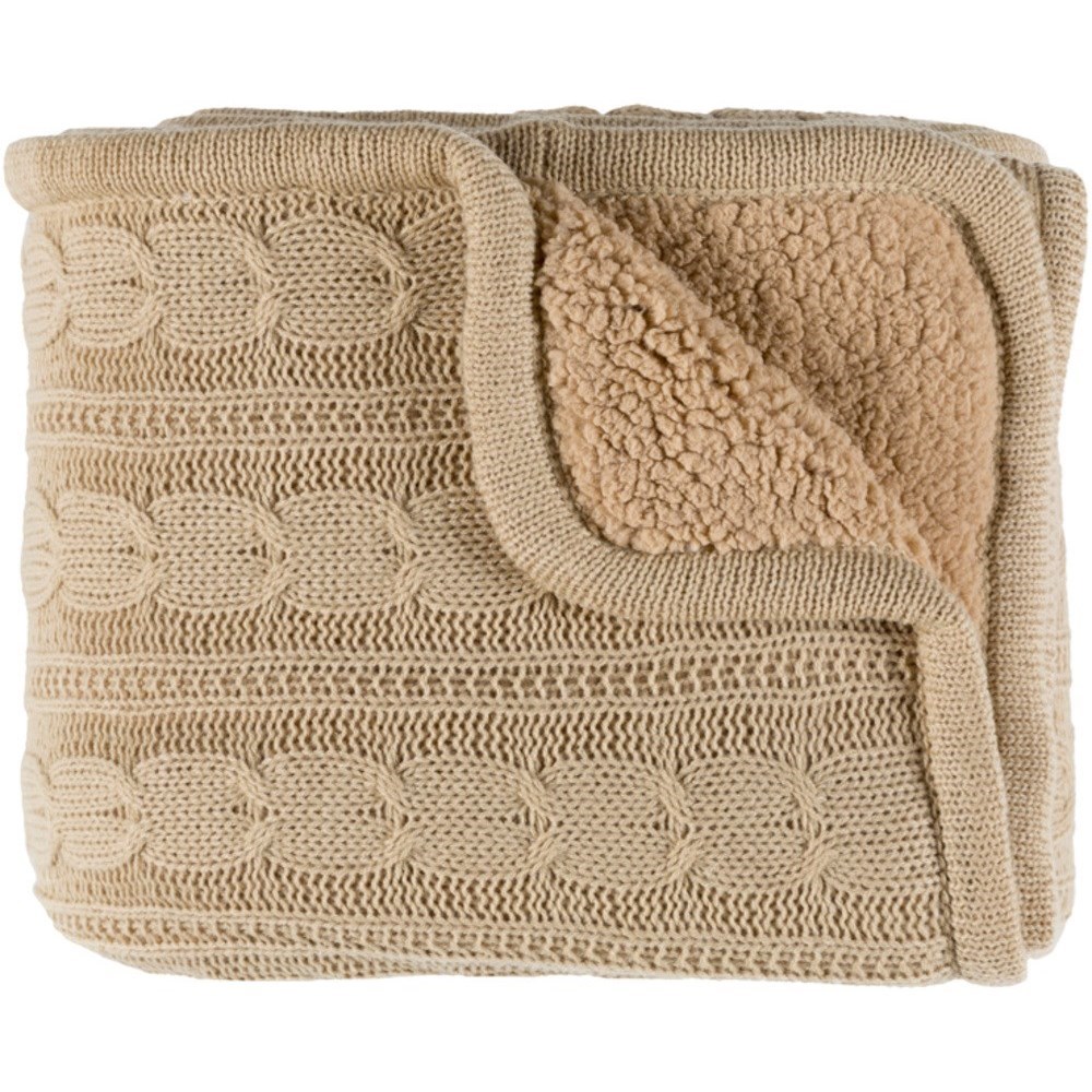 Surya Tucker Beige Throw Blanket Wayside Furniture Blankets/Throws