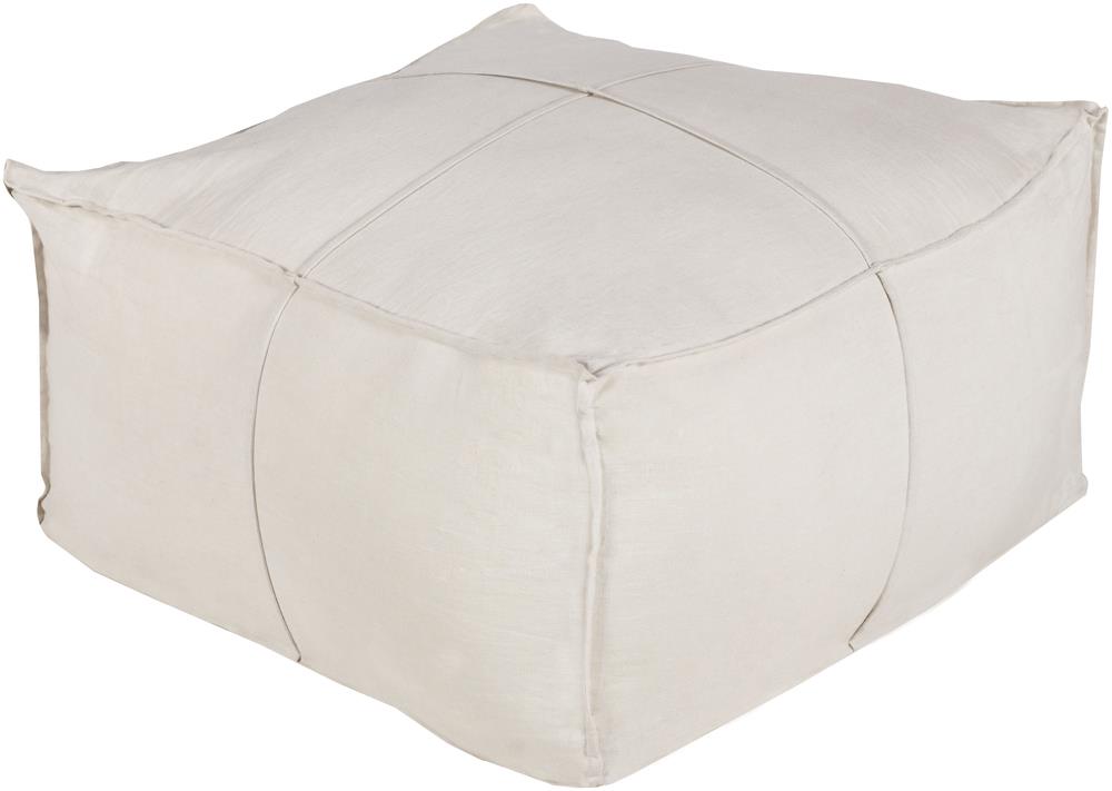 Surya Poufs 24" x 24" x 13" Solid Linen Pouf Jacksonville Furniture