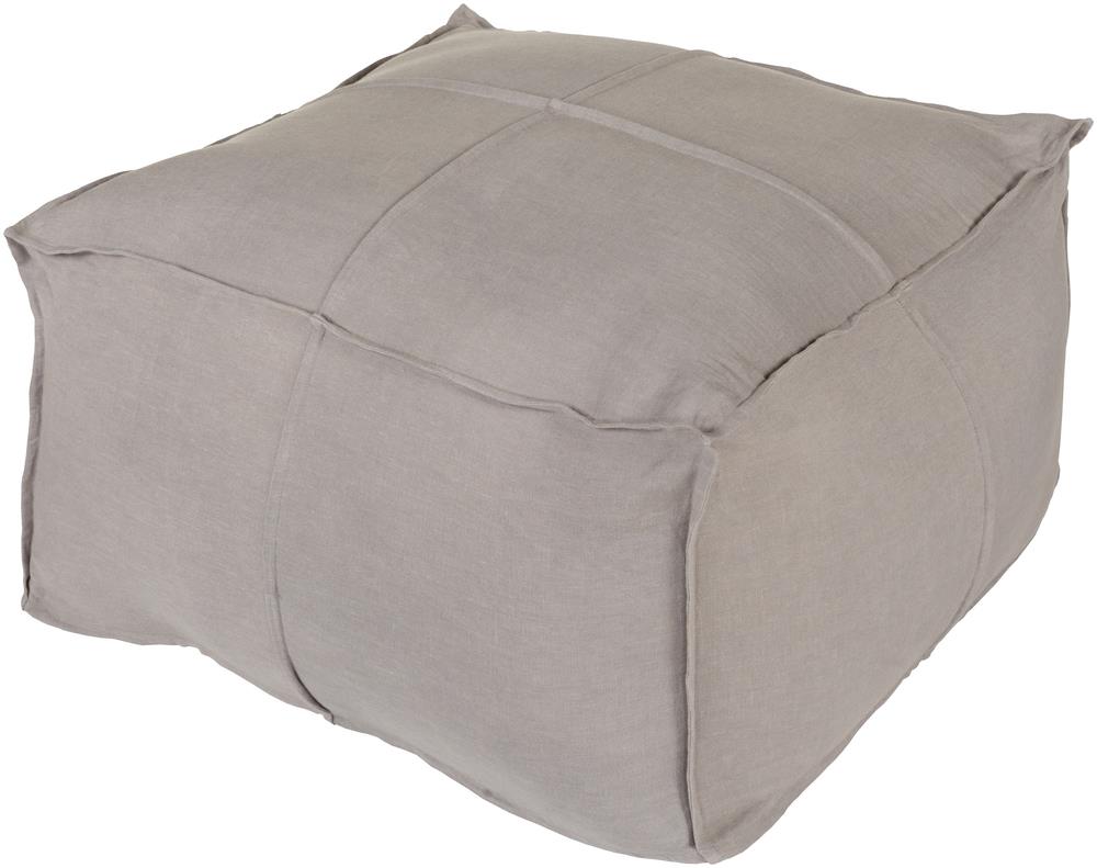Surya Poufs 24" x 24" x 13" Solid Linen Pouf Lagniappe Home Store