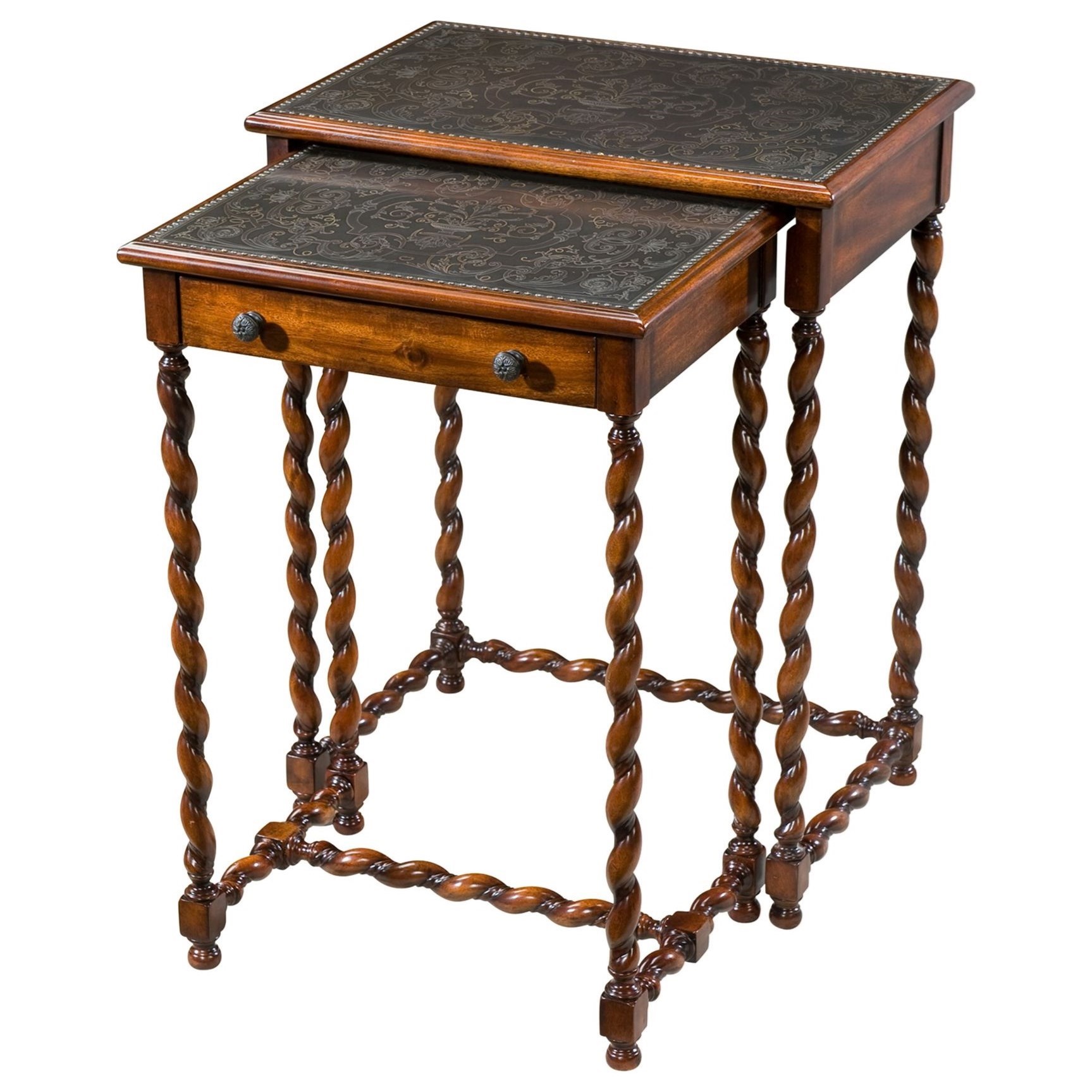 Theodore Alexander Armoury Set of 2 Nesting Lightly Engraved Tables