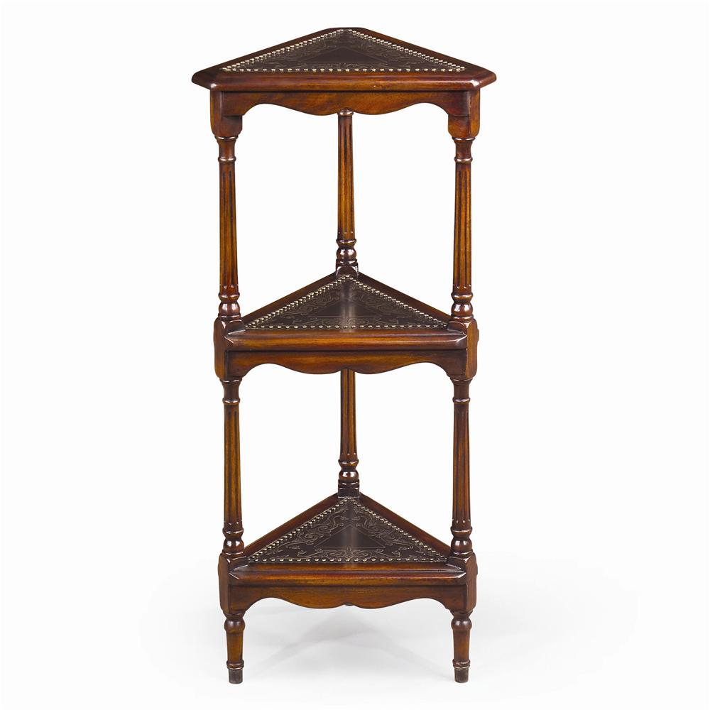 Theodore Alexander Bookcases Engraved 3 Tier Corner Etagere Display