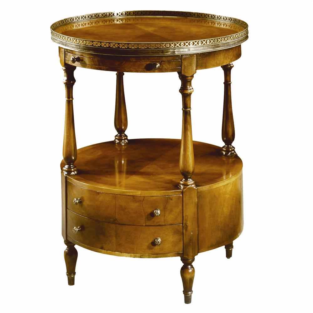 2 Drawer Circular Lamp End Table
