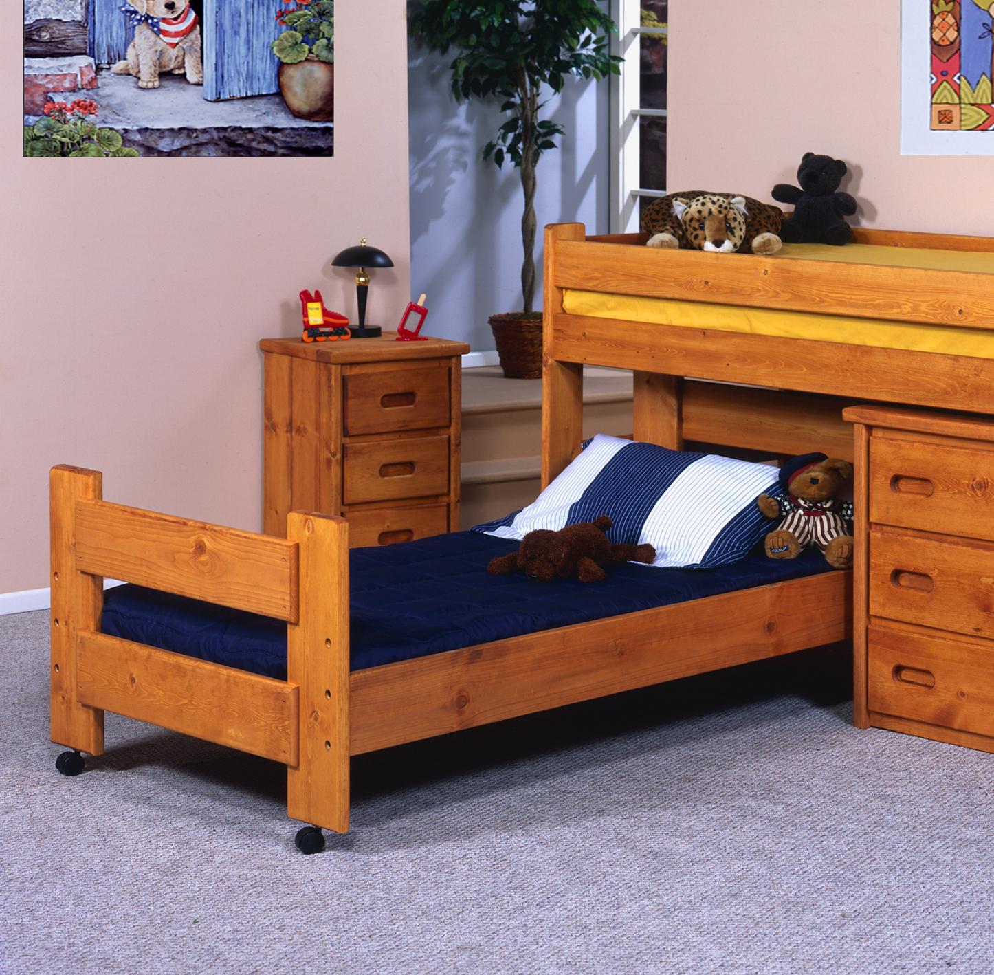 Trendwood Bunkhouse Twin Caster Youth Bed Conlin's Furniture Panel Beds
