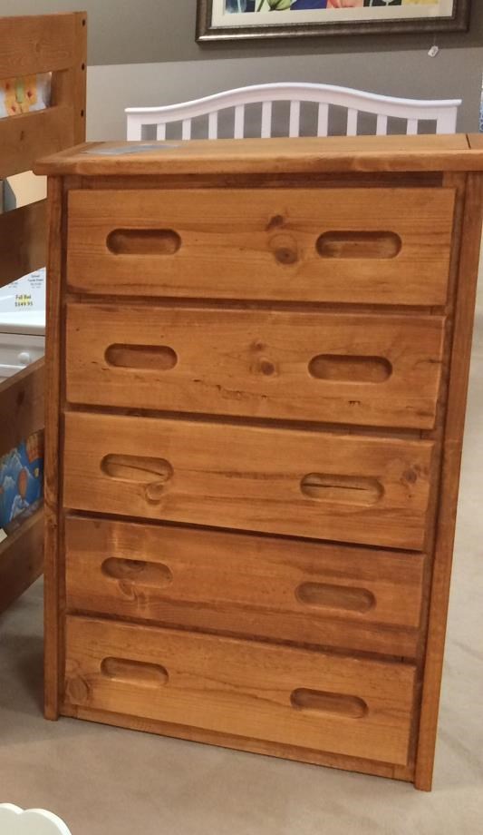 Trendwood Bunkhouse 5 Drawer Pine Chest with Carved Handles VanDrie