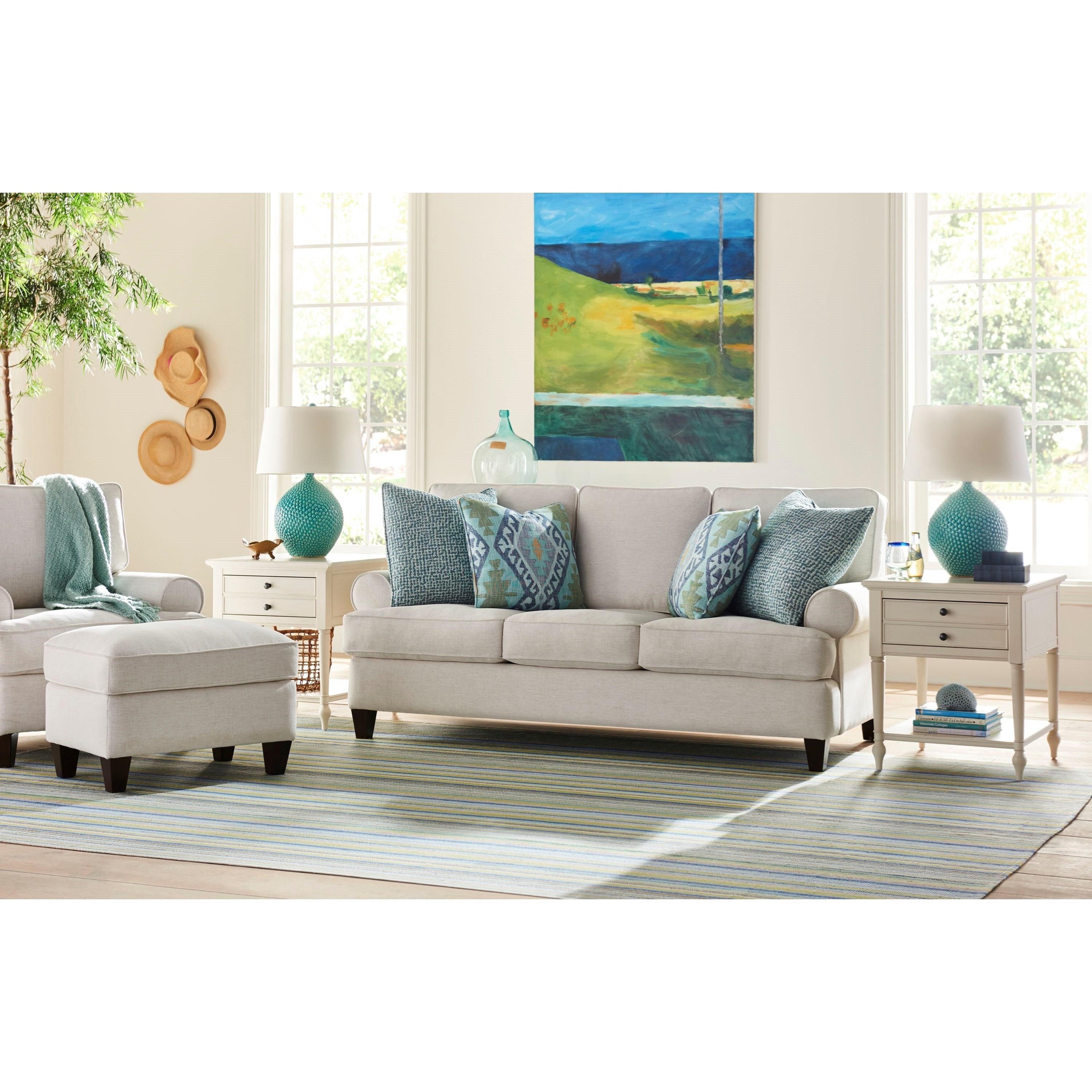 Universal Blakely Transitional Sofa with Rolled Arms Reeds Furniture Sofas