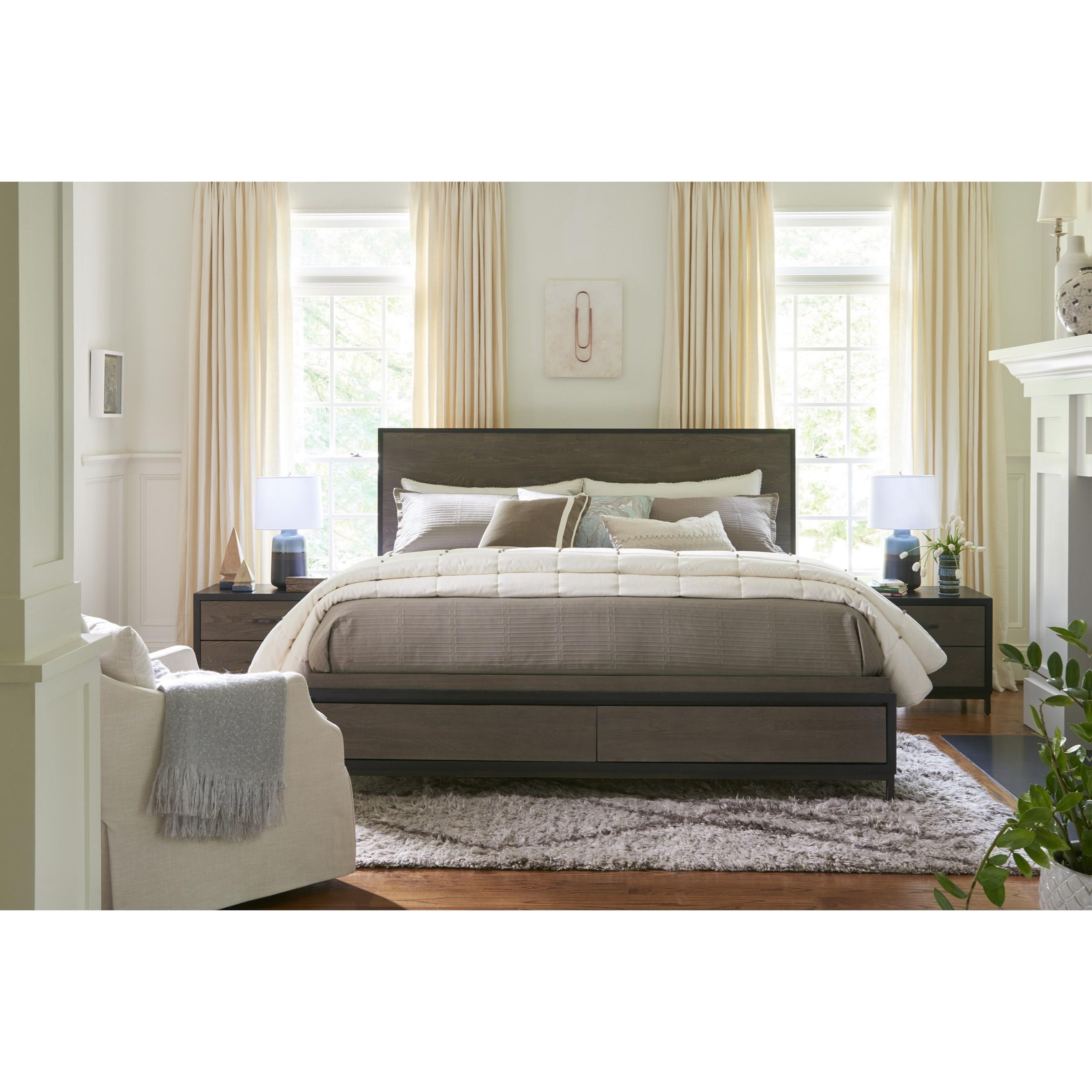 Universal Curated Spencer Queen Storage Bed with 2 Drawers Reeds